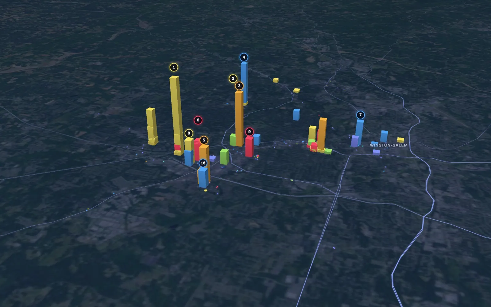 3D map of Botox and neurotoxin providers in Winston-Salem