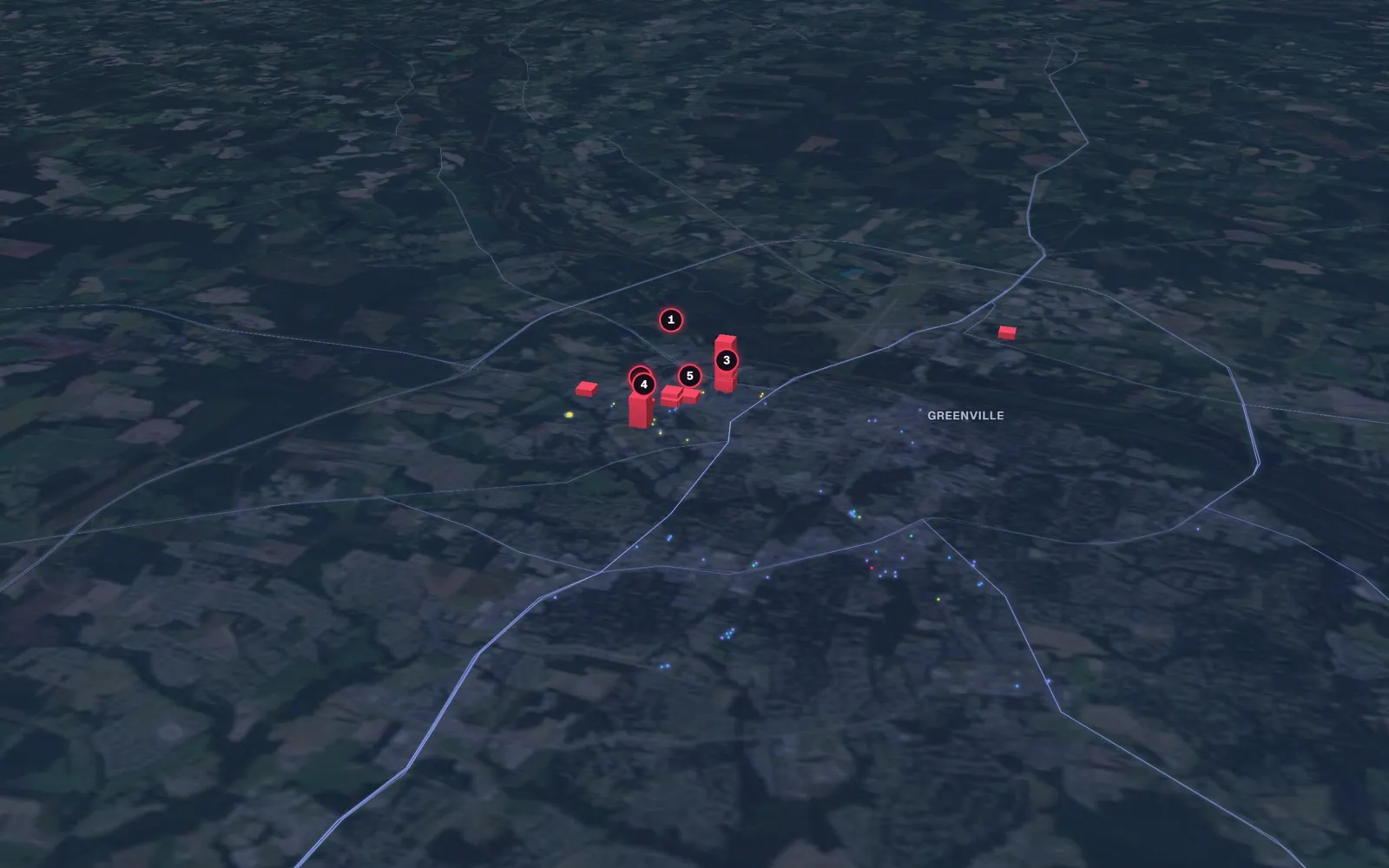 3D map of breast surgery surgeons in Greenville