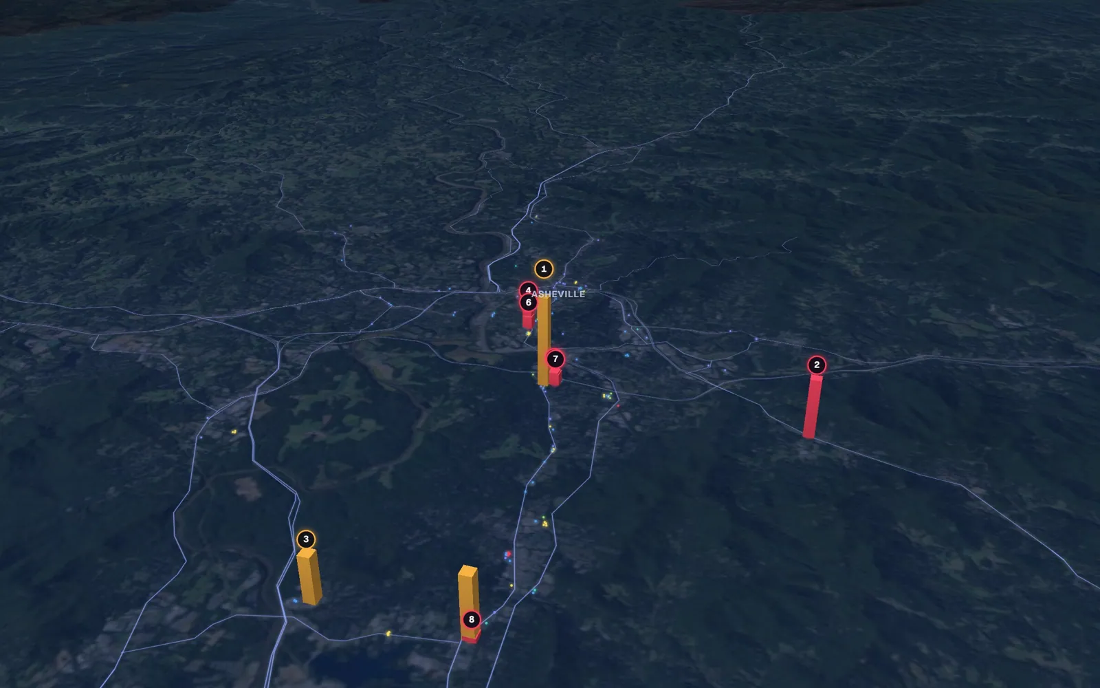 3D map of eyelid surgery surgeons in Asheville