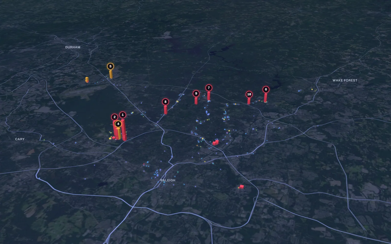3D map of eyelid surgery surgeons in Raleigh