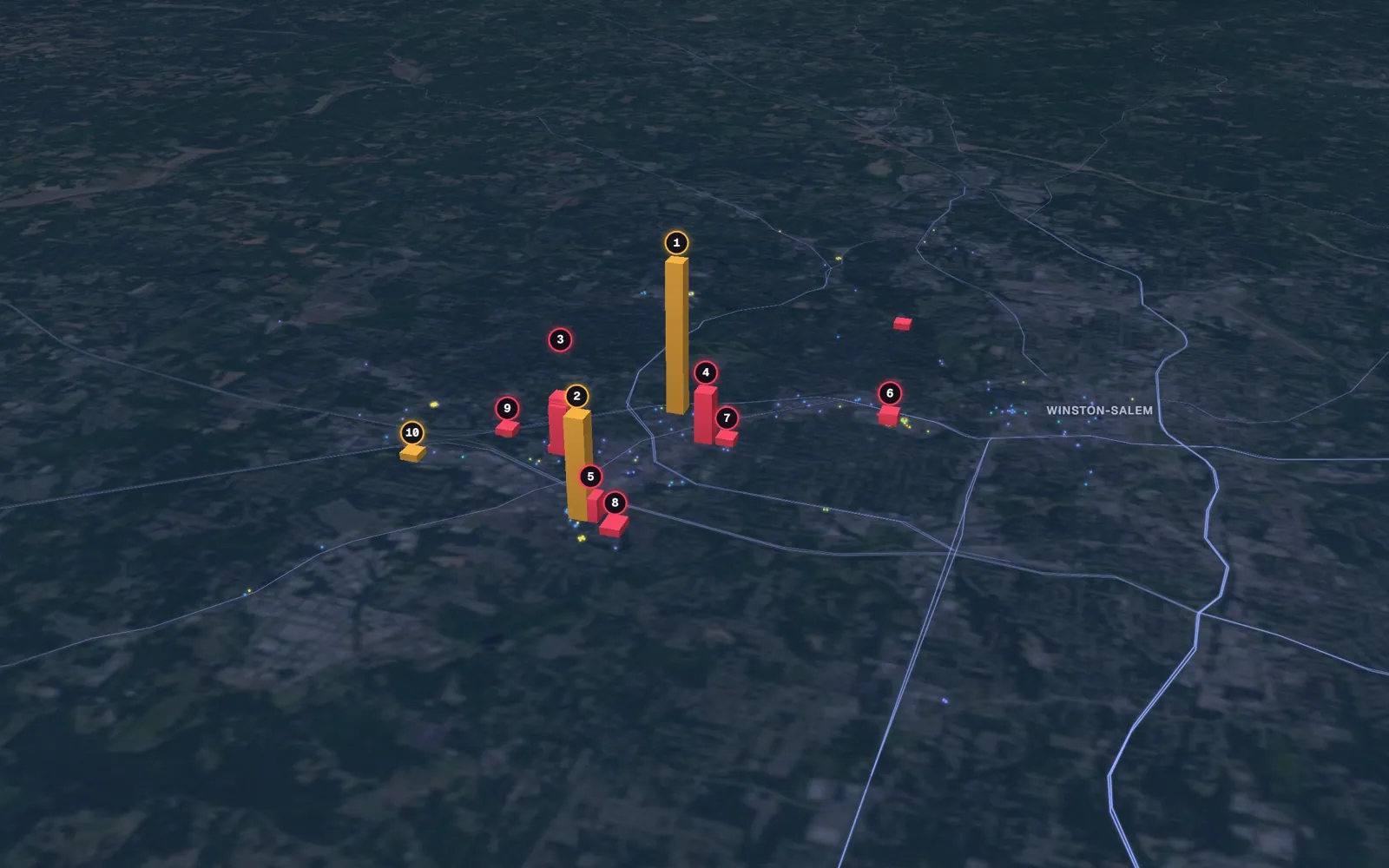 3D map of eyelid surgery surgeons in Winston-Salem