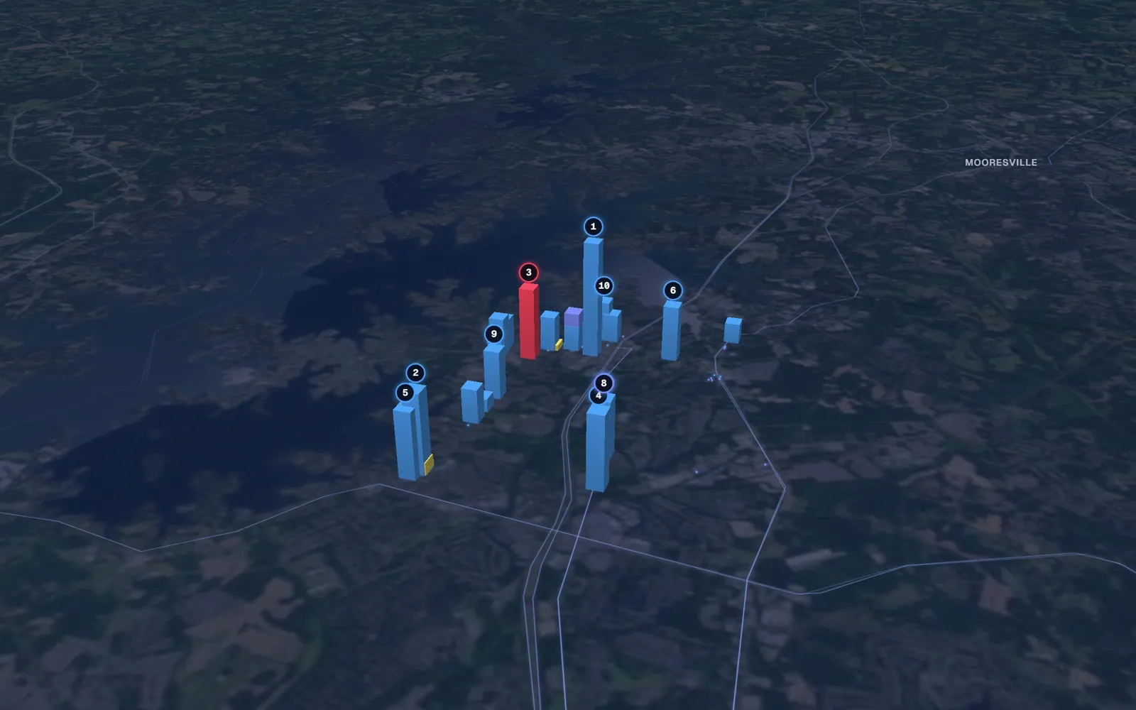 3D map of dermal filler providers in Cornelius