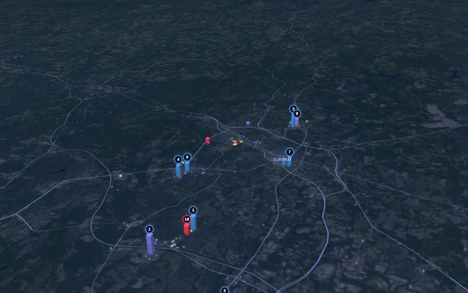 3D map of dermal filler providers in Durham