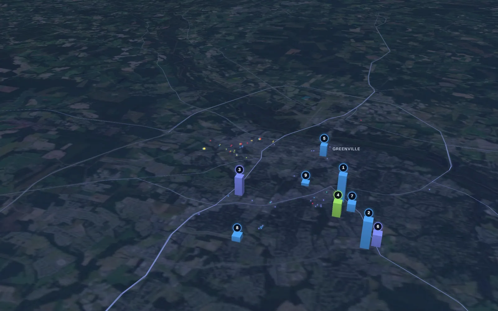 3D map of dermal filler providers in Greenville