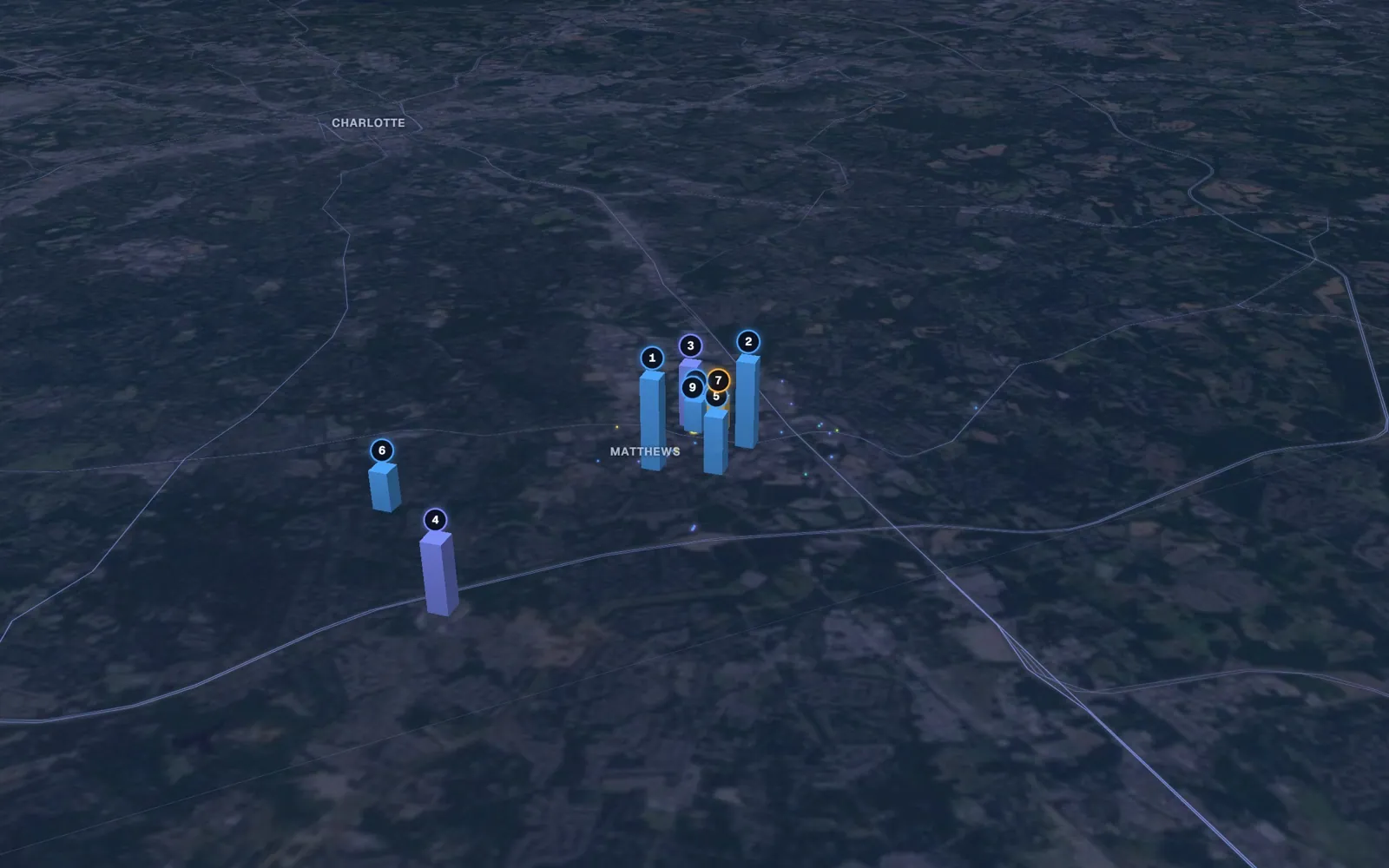 3D map of dermal filler providers in Matthews