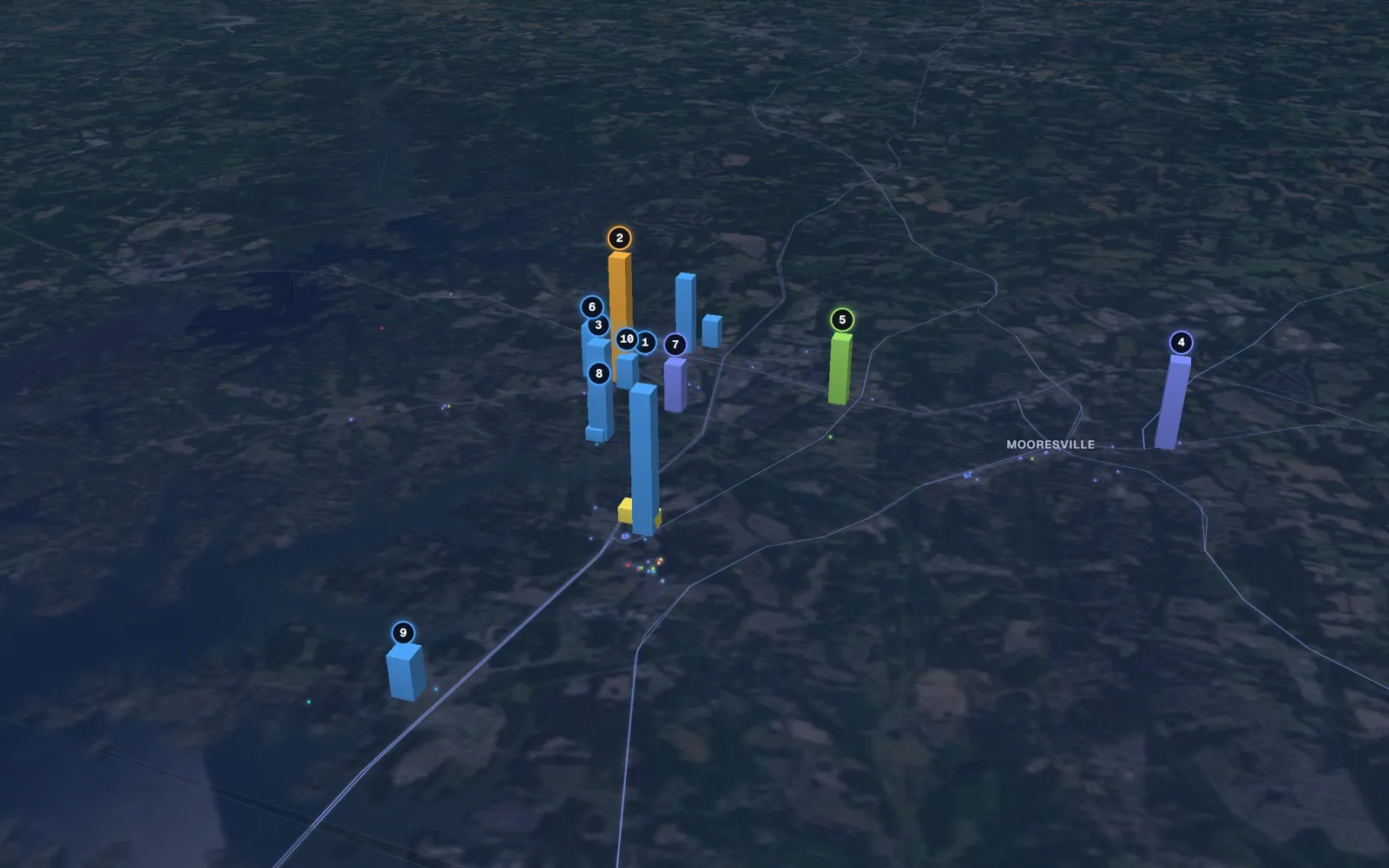 3D map of dermal filler providers in Mooresville