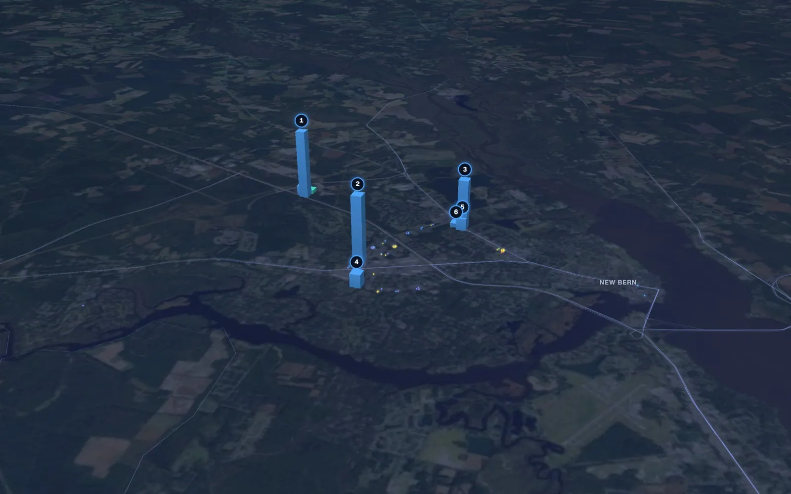 3D map of dermal filler providers in New Bern