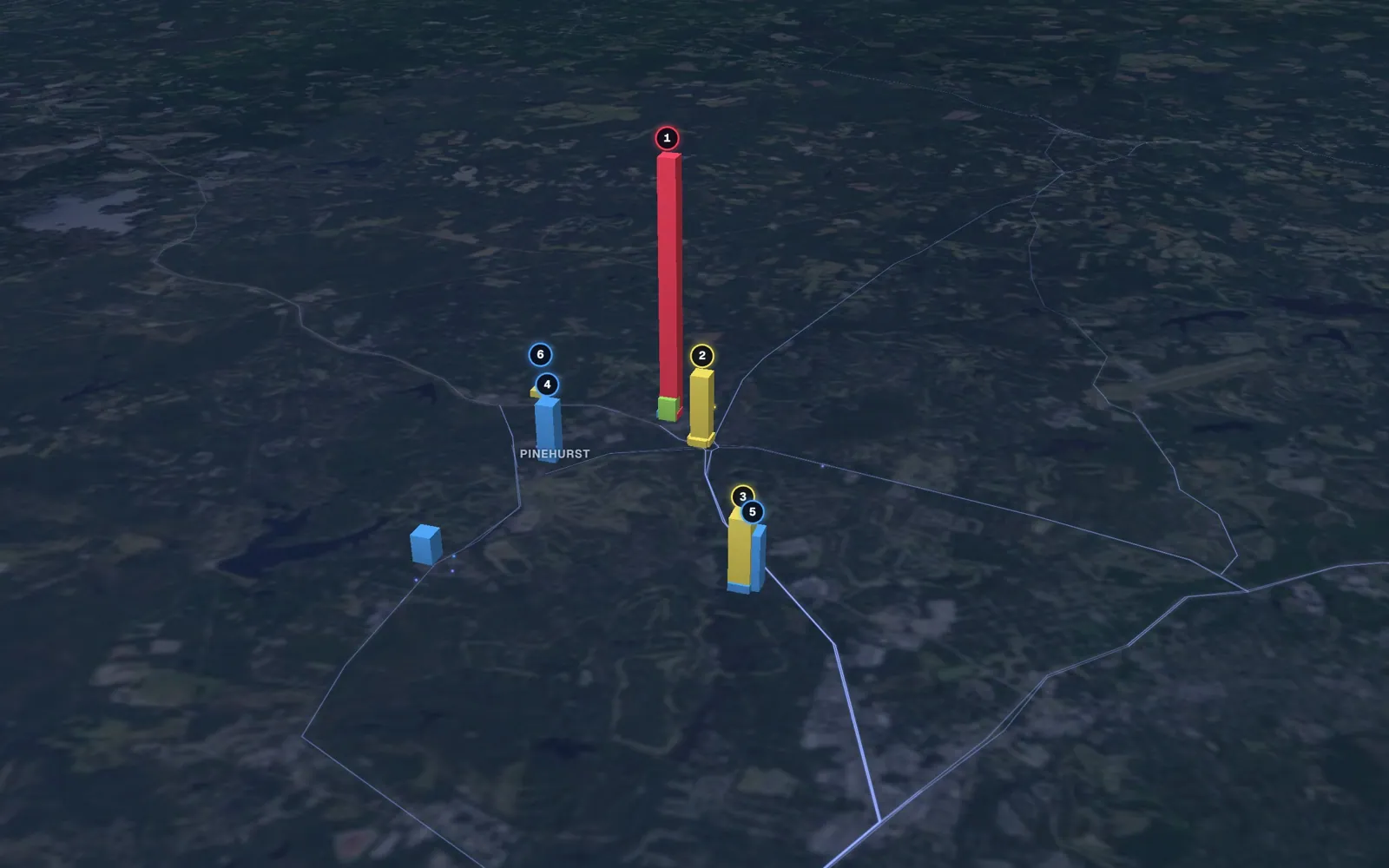 3D map of dermal filler providers in Pinehurst