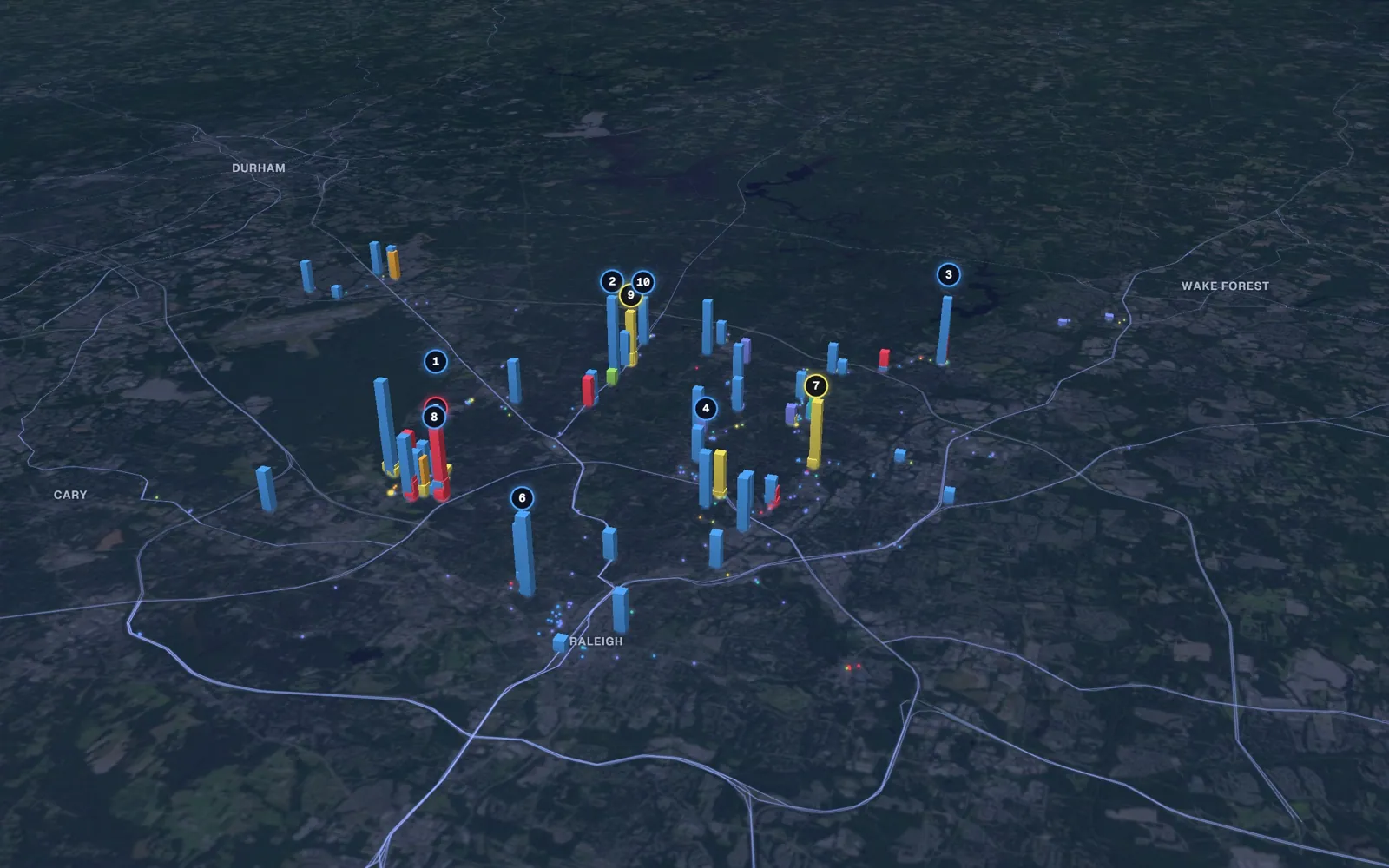3D map of dermal filler providers in Raleigh