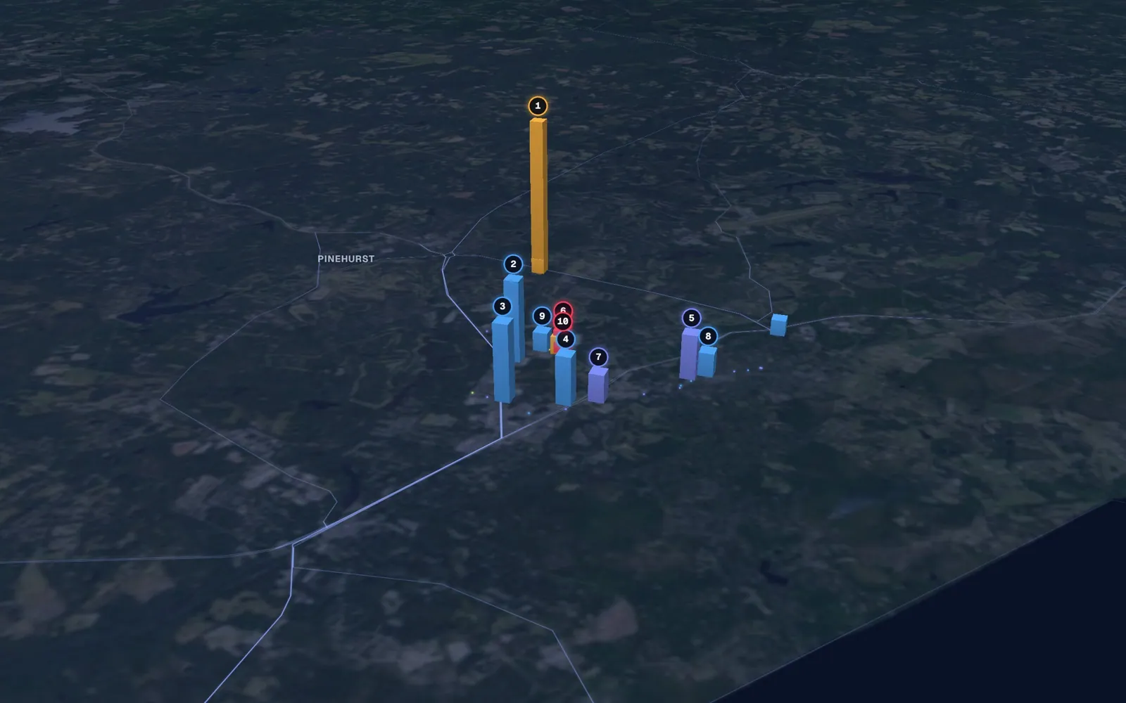 3D map of dermal filler providers in Southern Pines