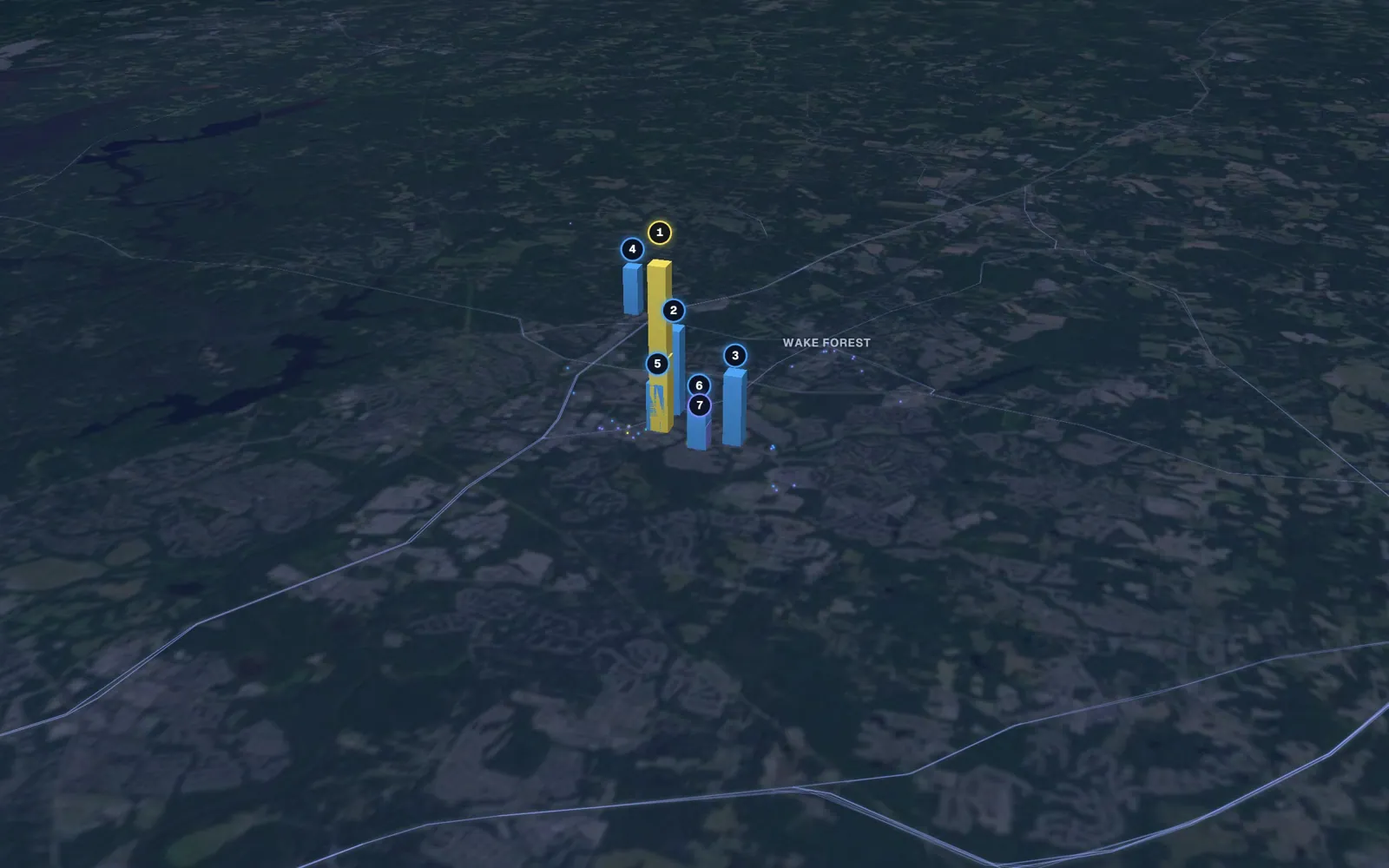 3D map of dermal filler providers in Wake Forest