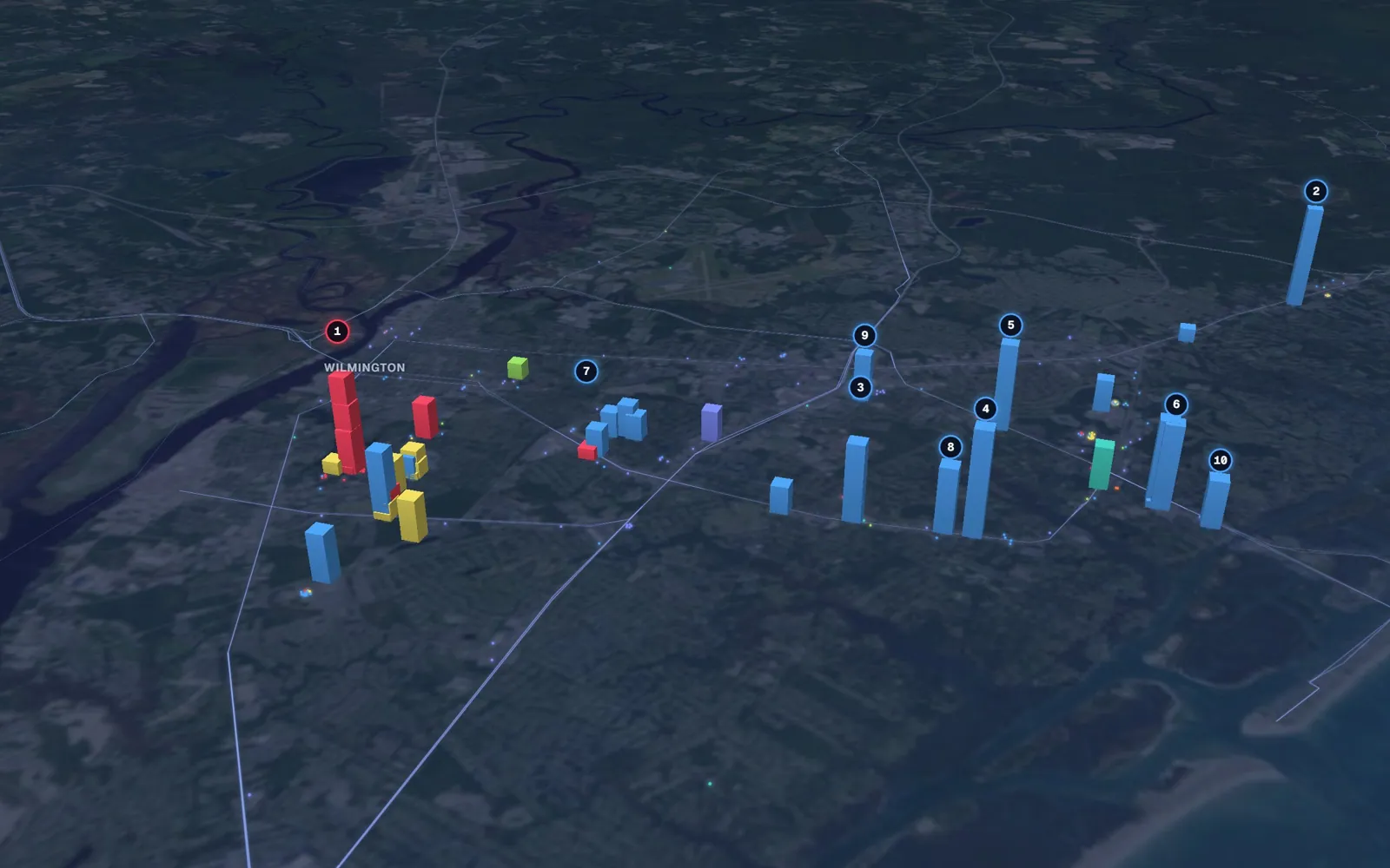 3D map of dermal filler providers in Wilmington