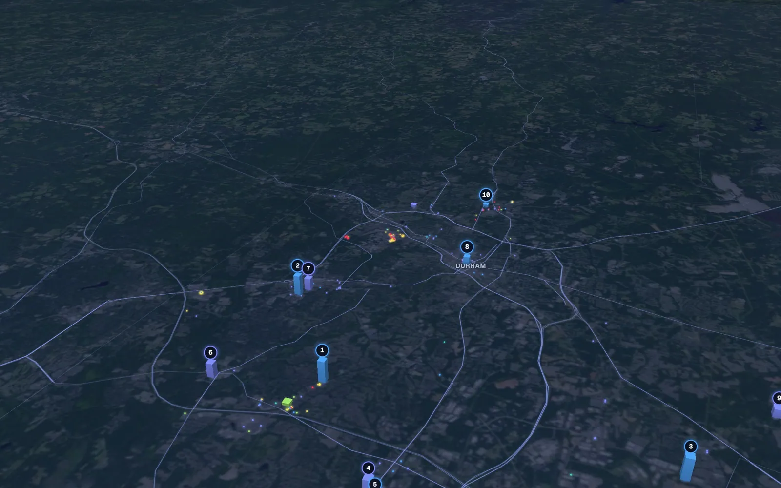 3D map of IV therapy providers in Durham
