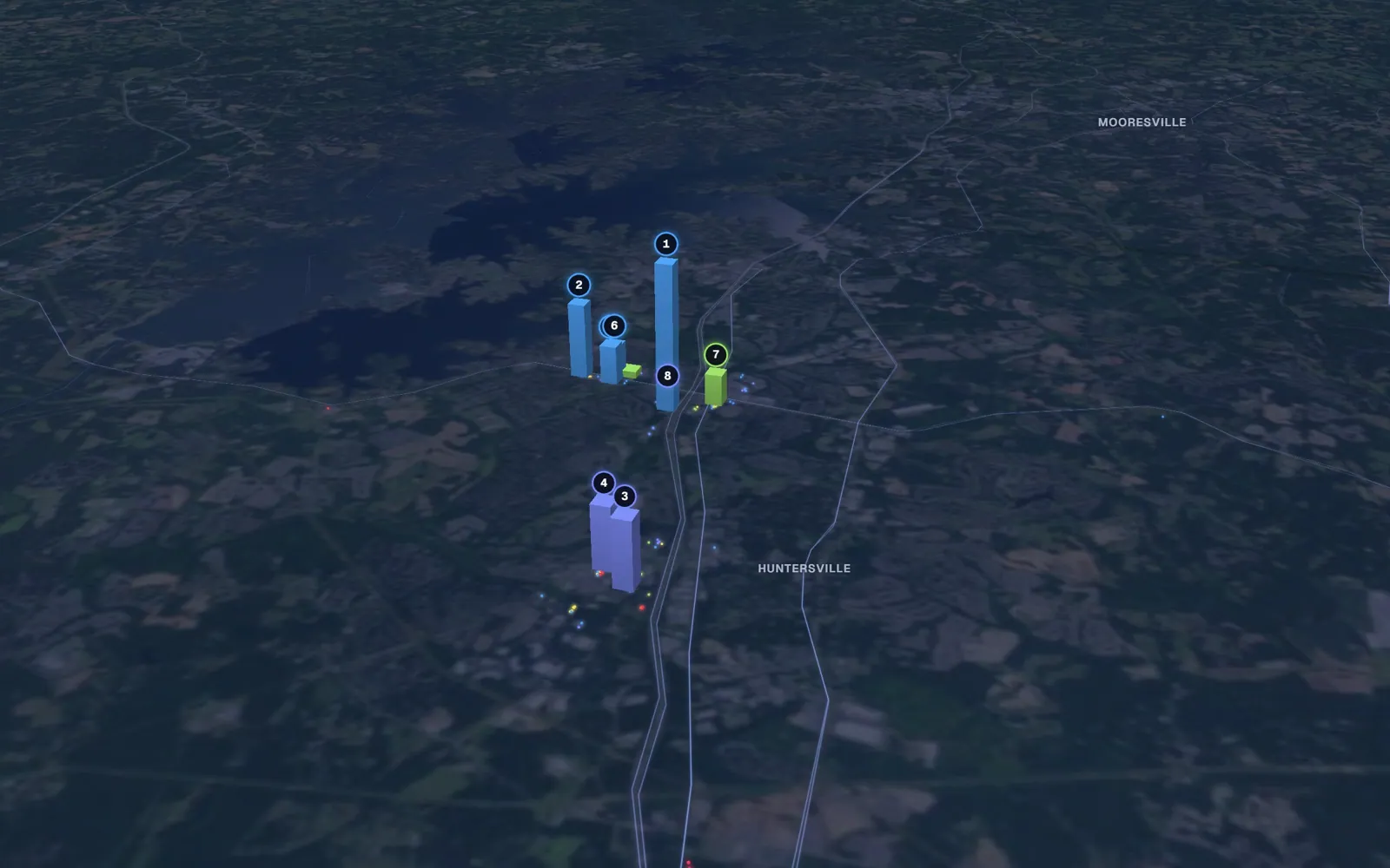 3D map of IV therapy providers in Huntersville