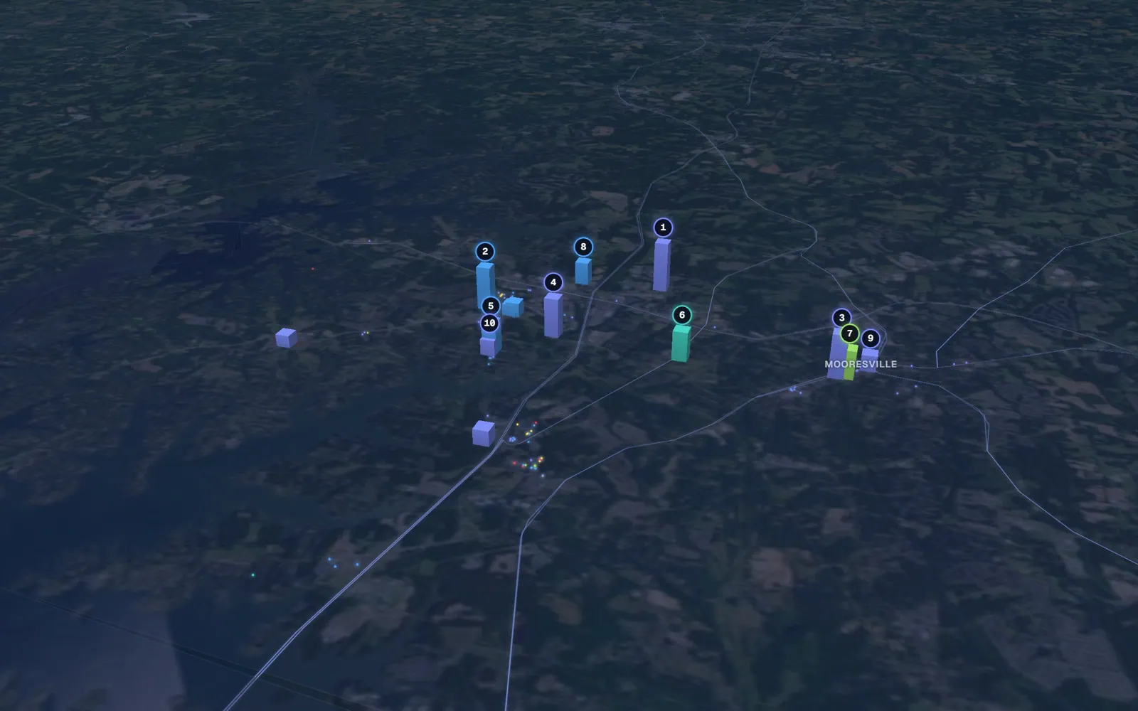 3D map of IV therapy providers in Mooresville