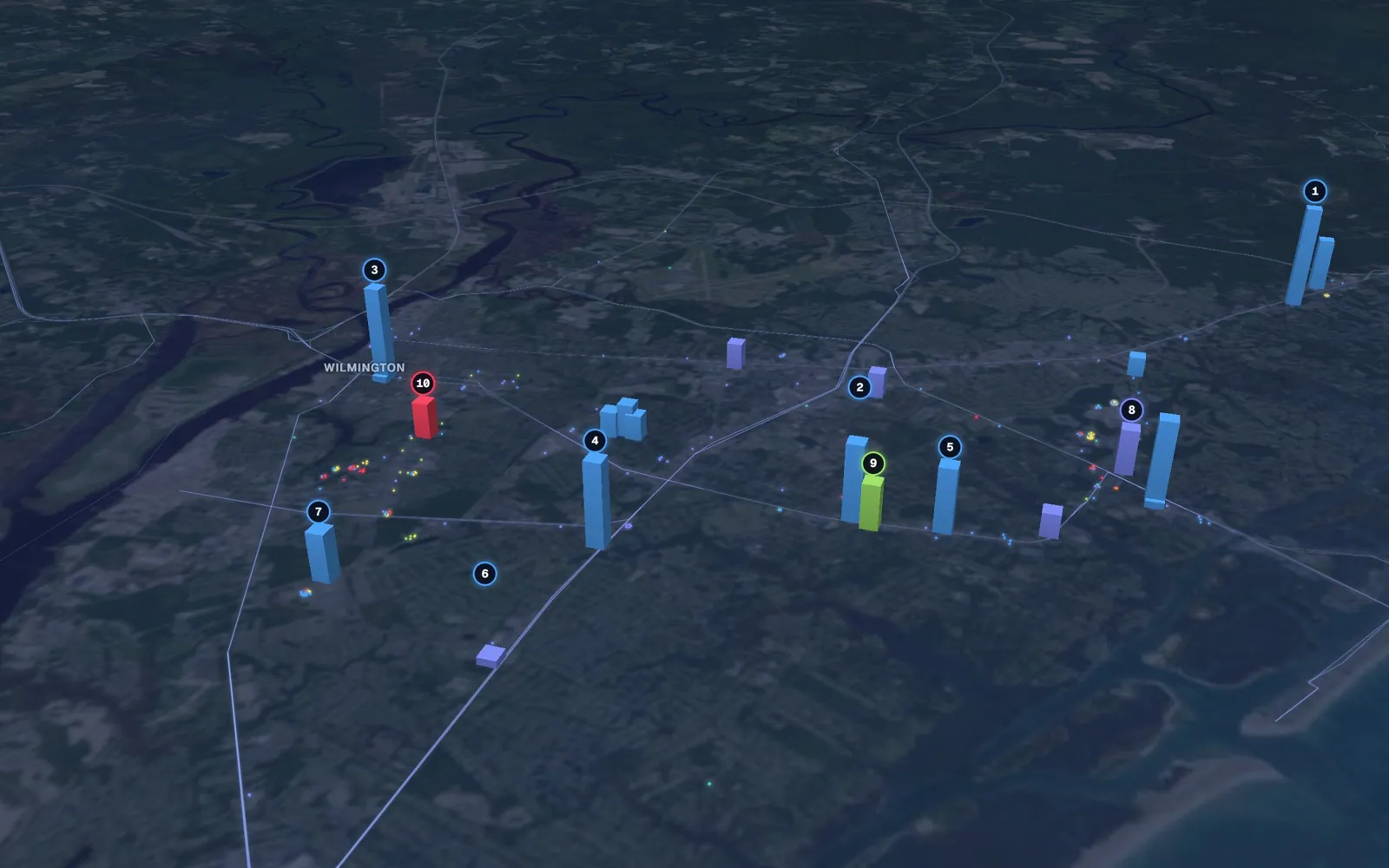3D map of IV therapy providers in Wilmington