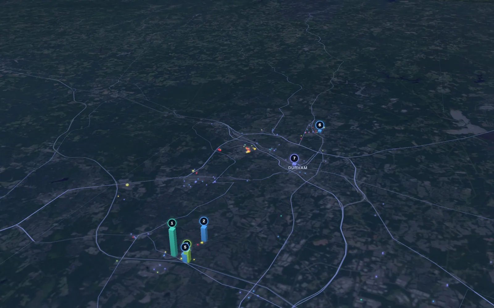3D map of laser hair removal providers in Durham