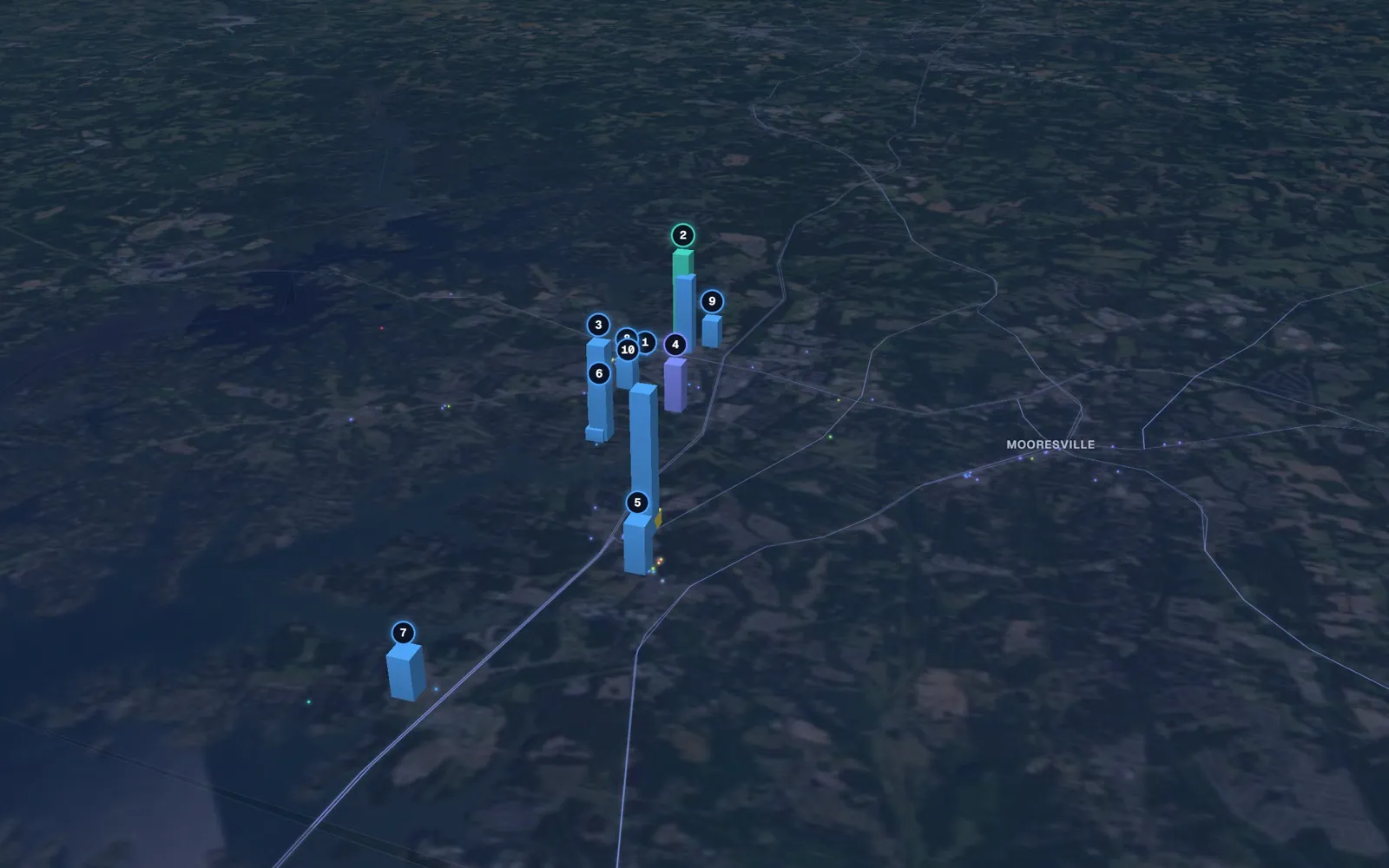 3D map of laser hair removal providers in Mooresville