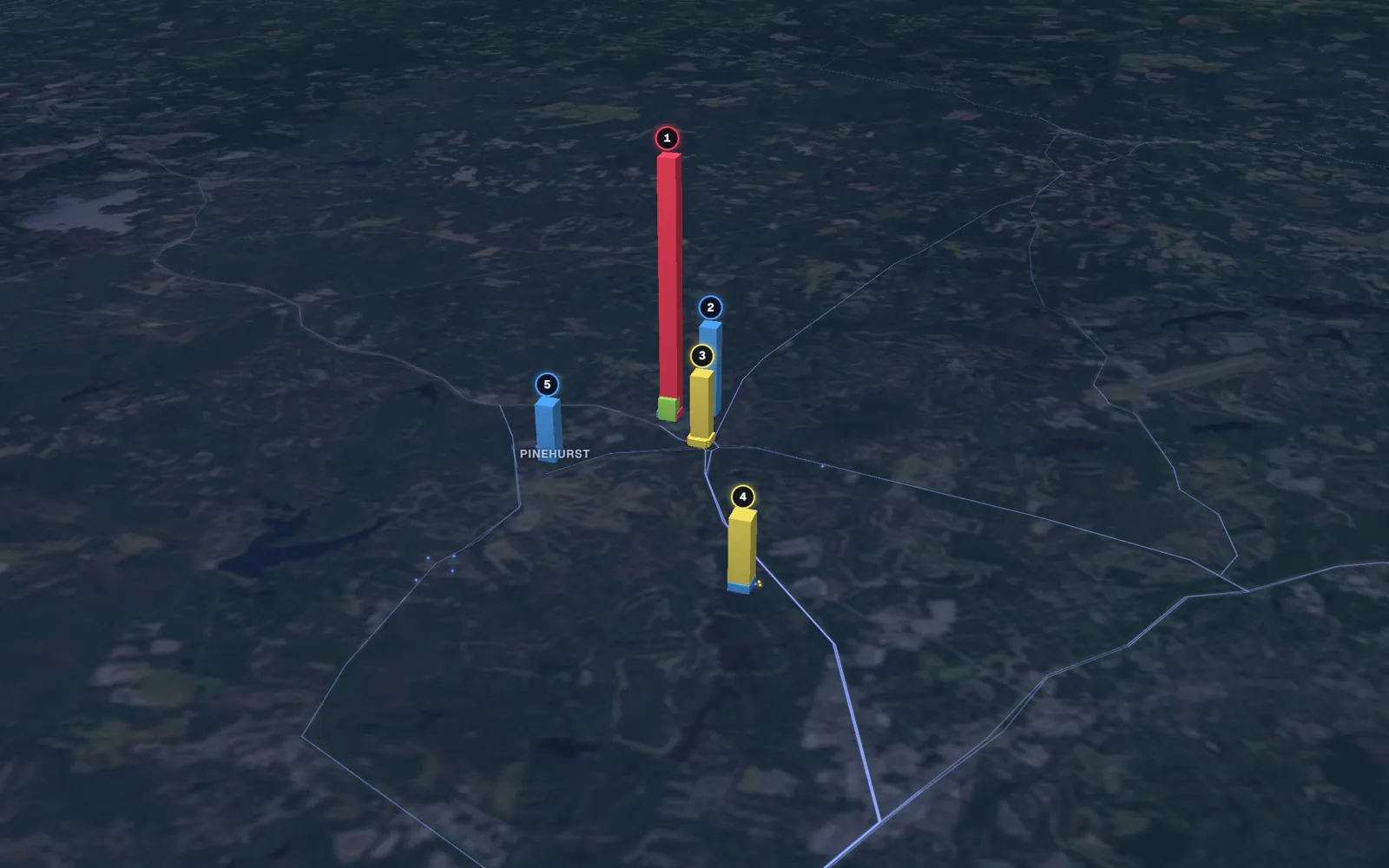 3D map of laser hair removal providers in Pinehurst