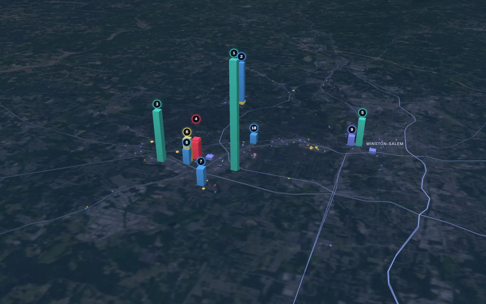 3D map of laser hair removal providers in Winston-Salem