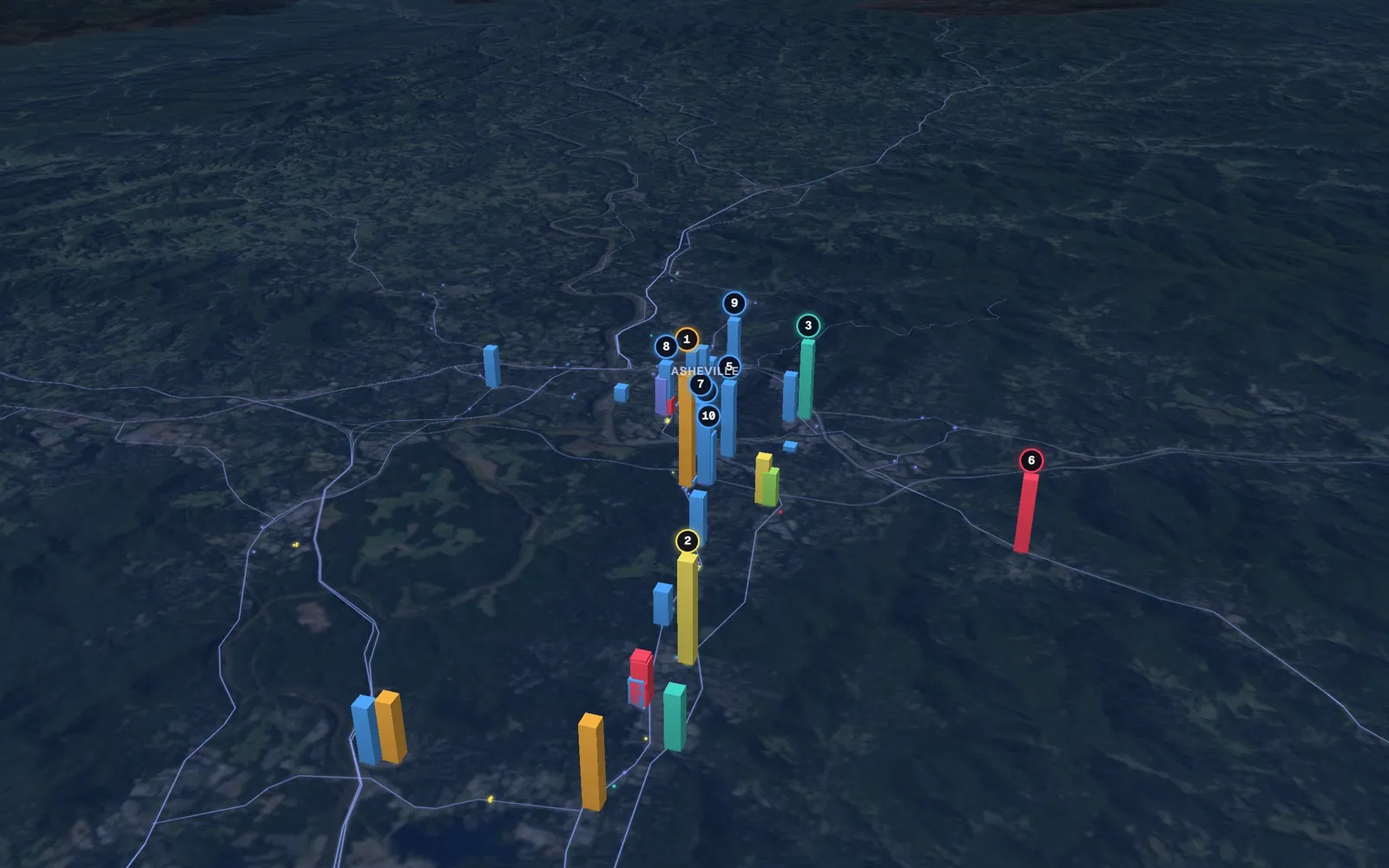 3D map of laser skin resurfacing providers in Asheville