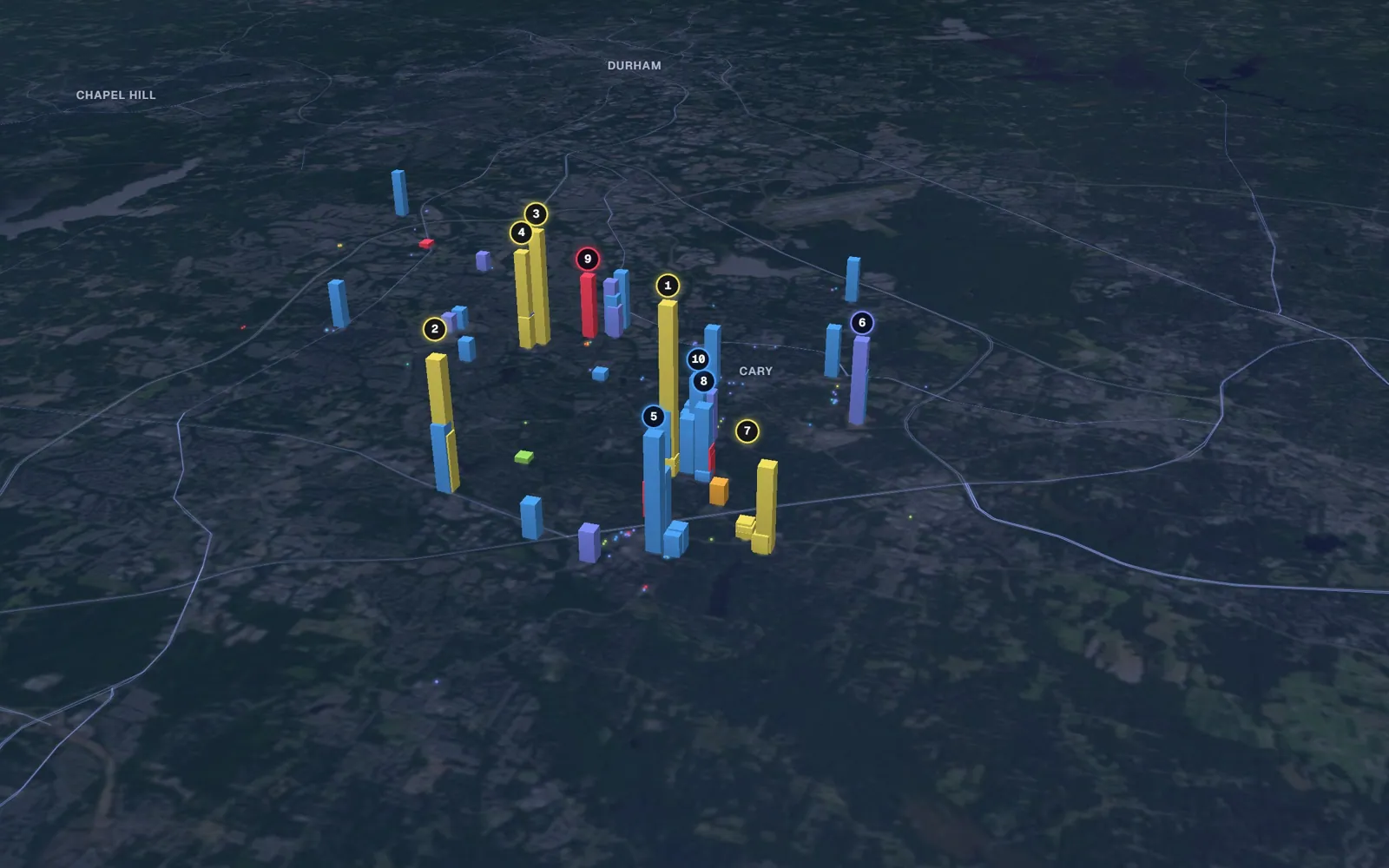 3D map of laser skin resurfacing providers in Cary