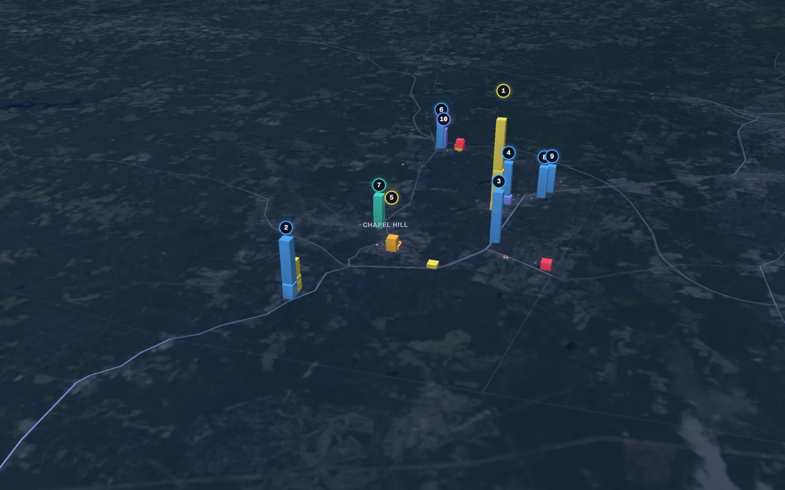 3D map of laser skin resurfacing providers in Chapel Hill