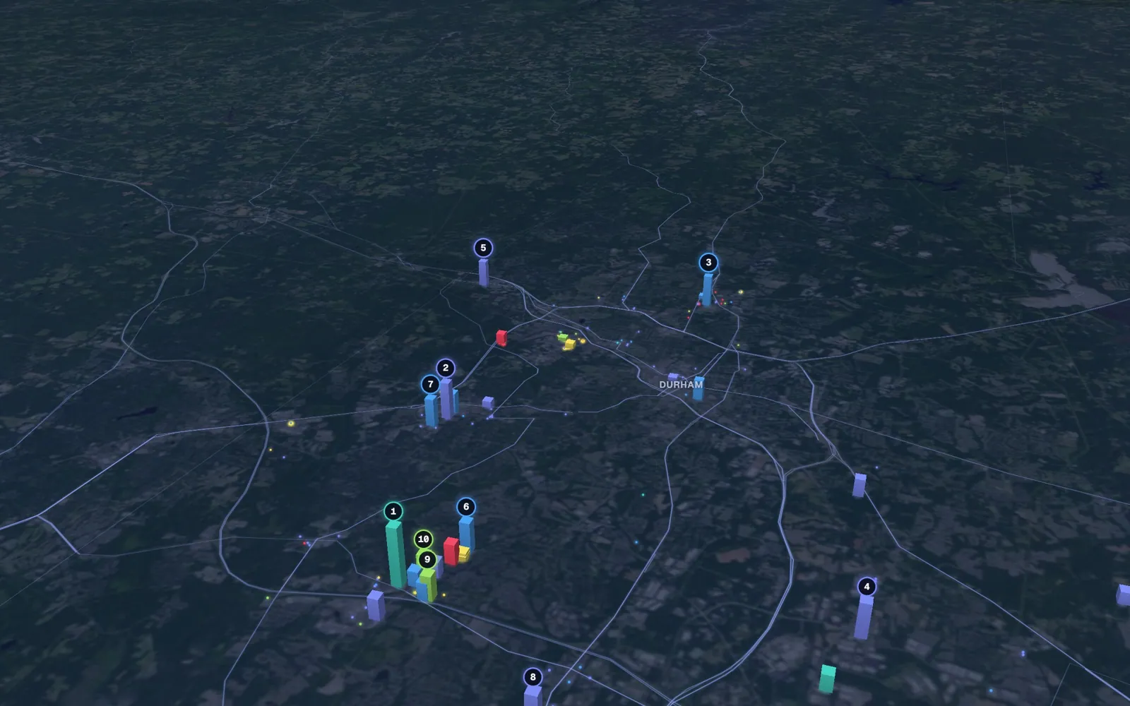 3D map of laser skin resurfacing providers in Durham
