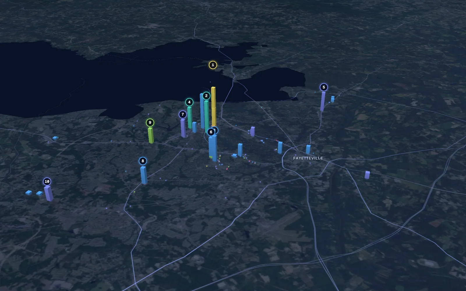 3D map of laser skin resurfacing providers in Fayetteville