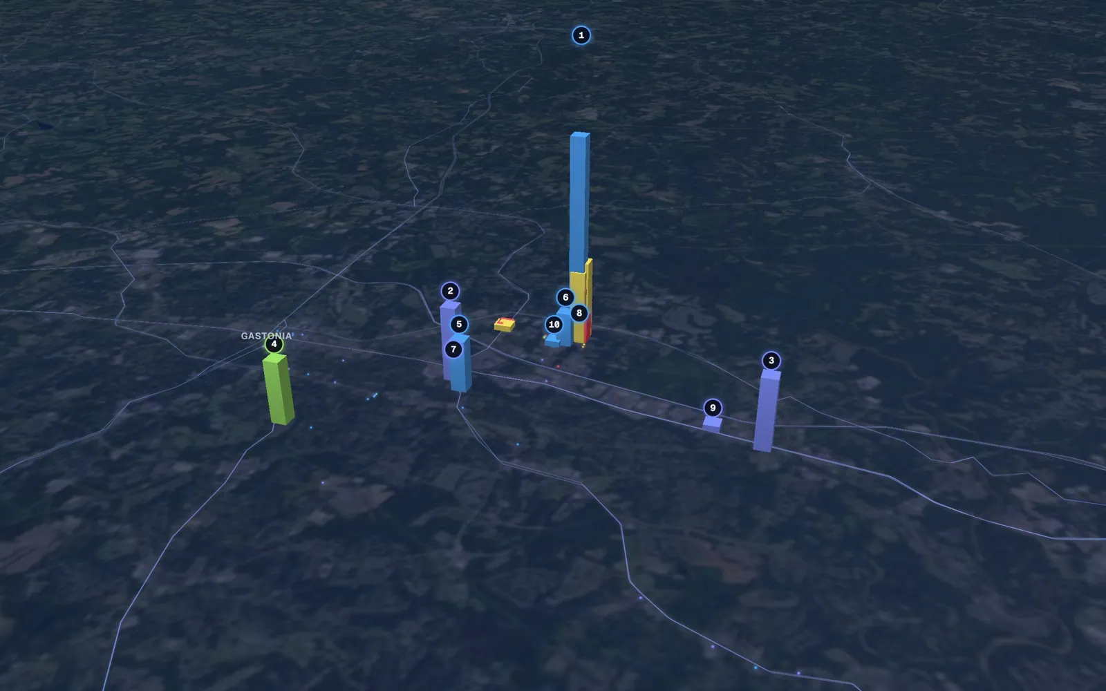 3D map of laser skin resurfacing providers in Gastonia
