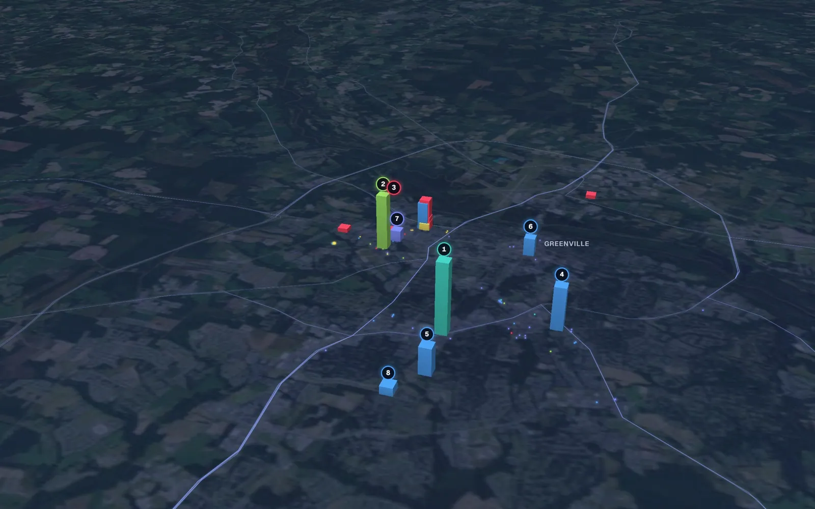 3D map of laser skin resurfacing providers in Greenville