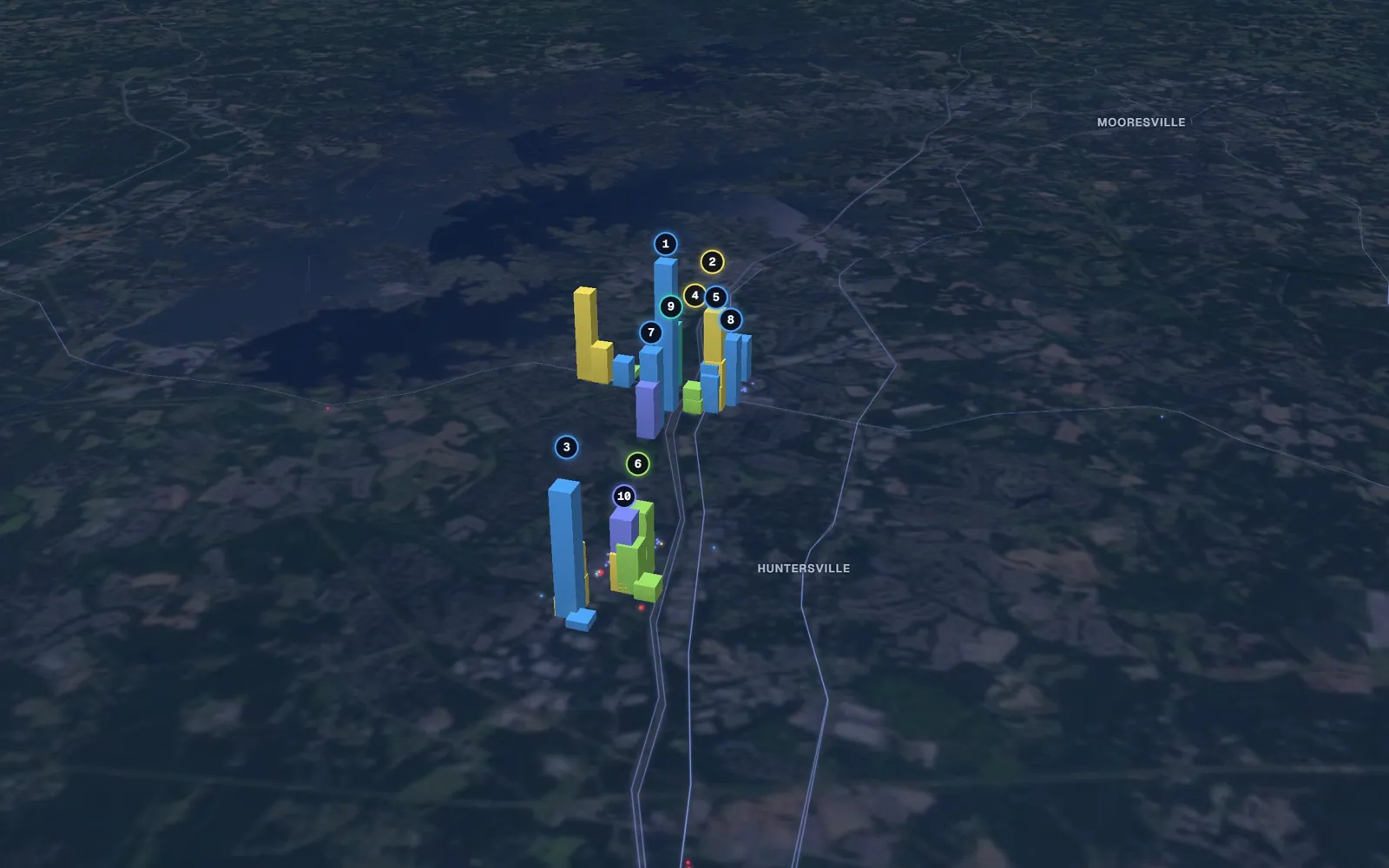 3D map of laser skin resurfacing providers in Huntersville