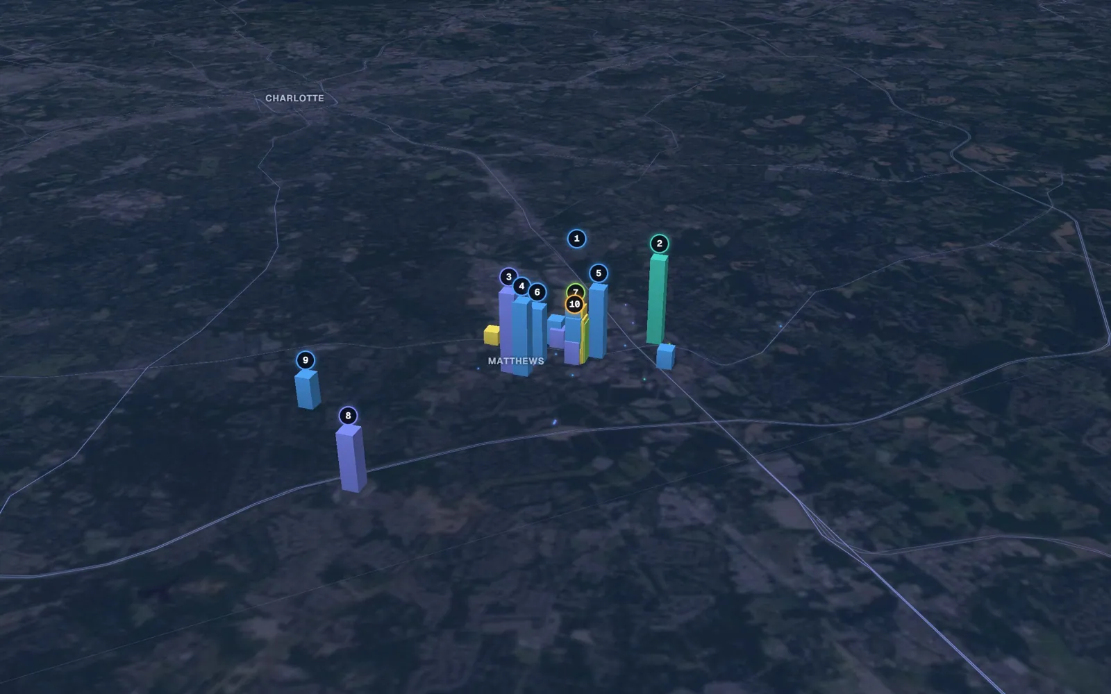 3D map of laser skin resurfacing providers in Matthews