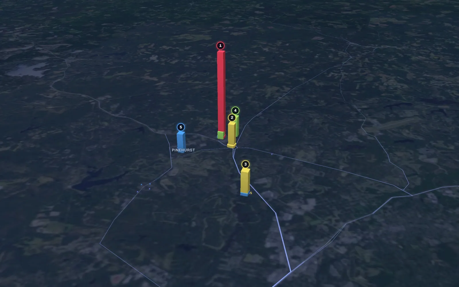 3D map of laser skin resurfacing providers in Pinehurst
