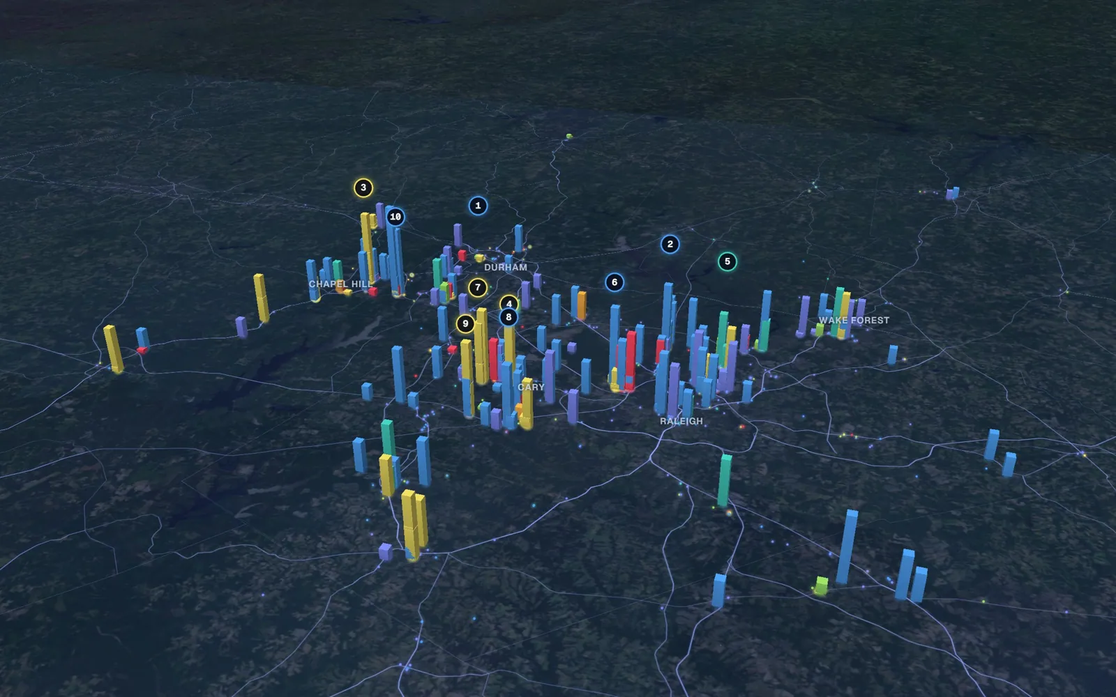 3D map of laser skin resurfacing providers, Triangle North Carolina