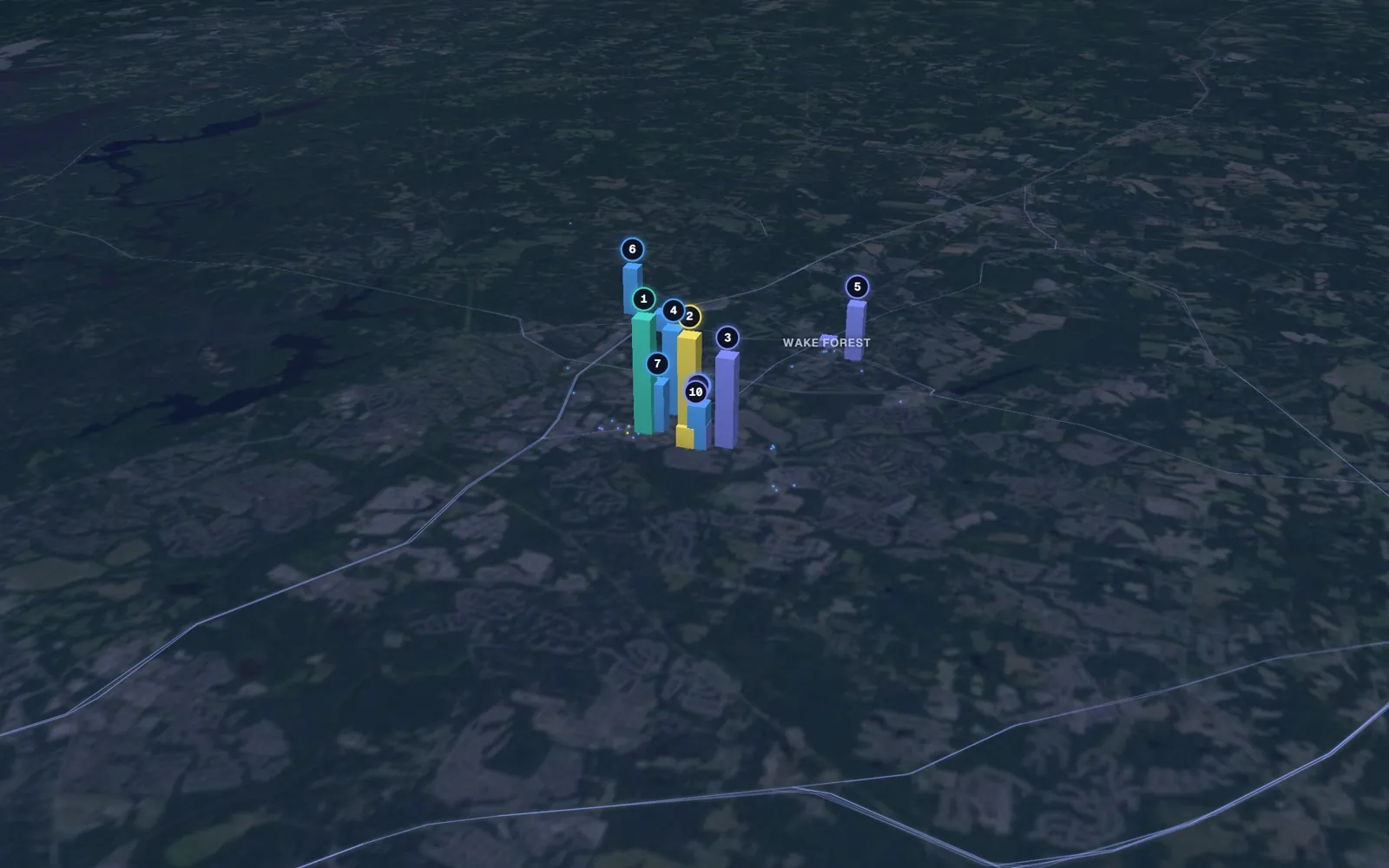 3D map of laser skin resurfacing providers in Wake Forest