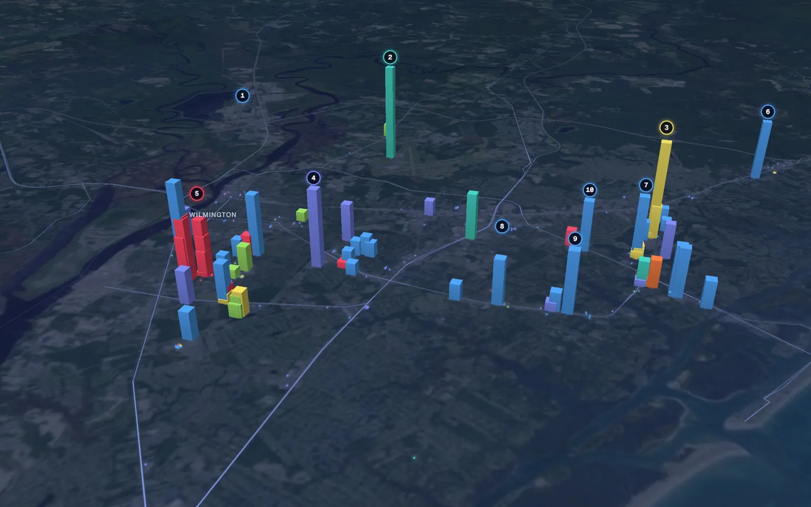 3D map of laser skin resurfacing providers in Wilmington