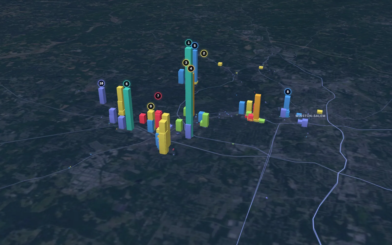 3D map of laser skin resurfacing providers in Winston-Salem