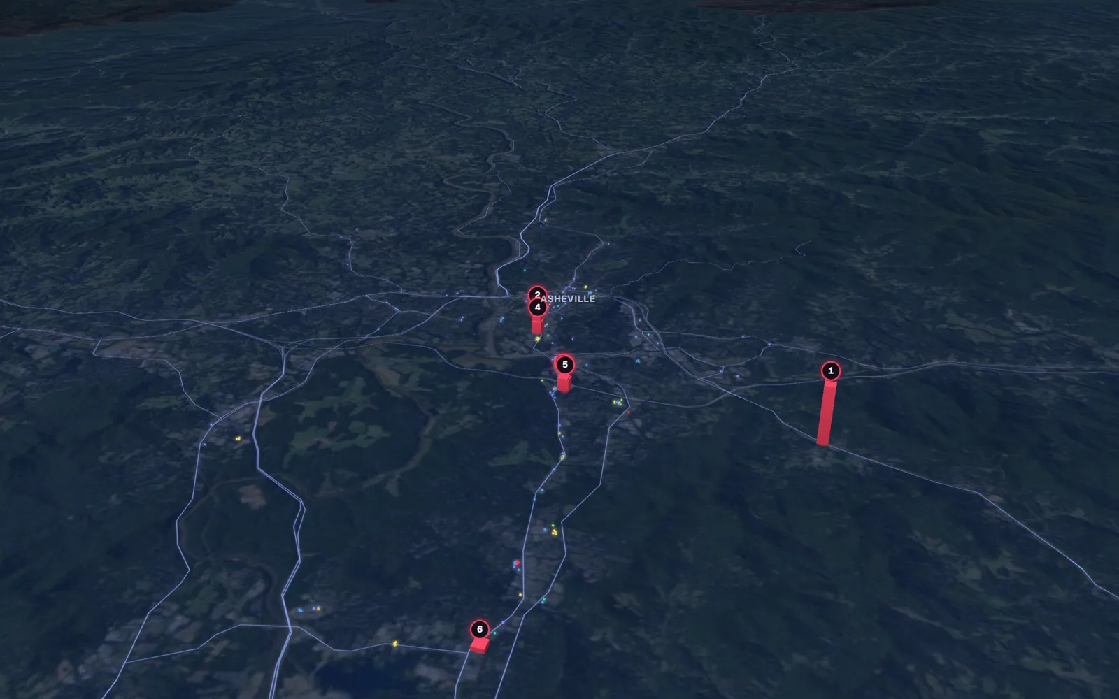 3D map of liposuction surgeons in Asheville