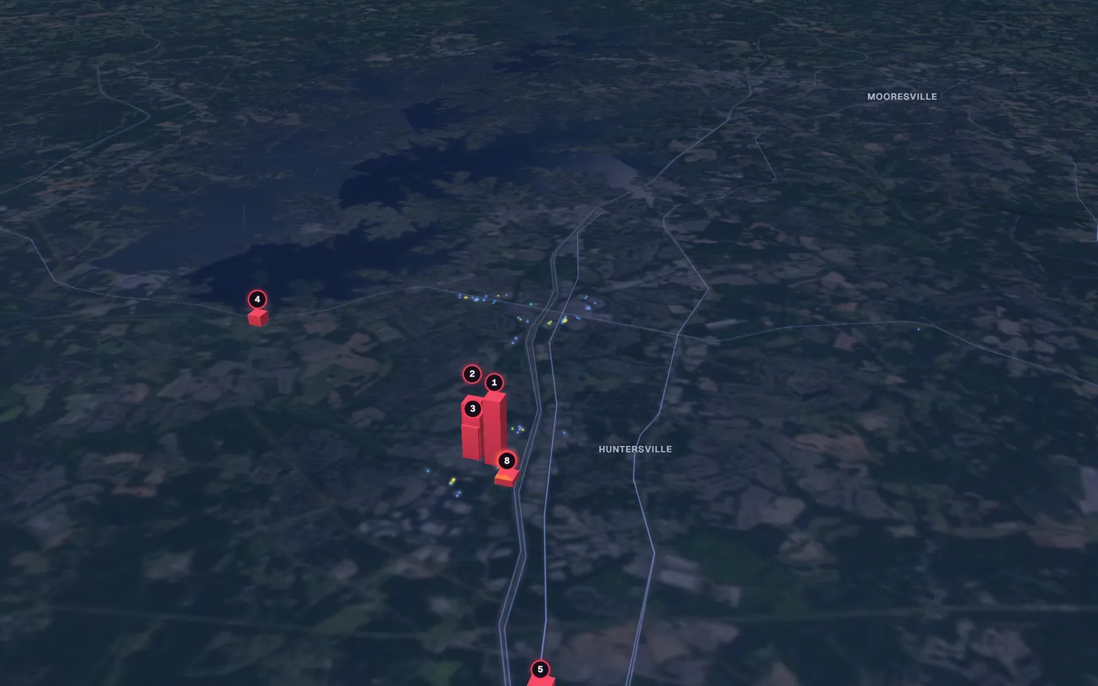 3D map of liposuction surgeons in Huntersville