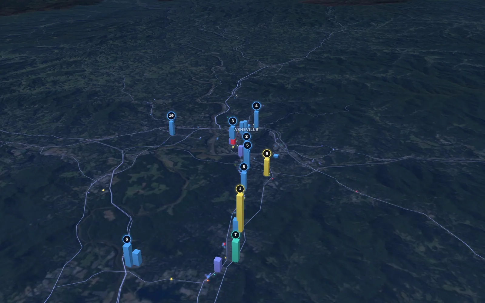 3D map of microneedling providers in Asheville