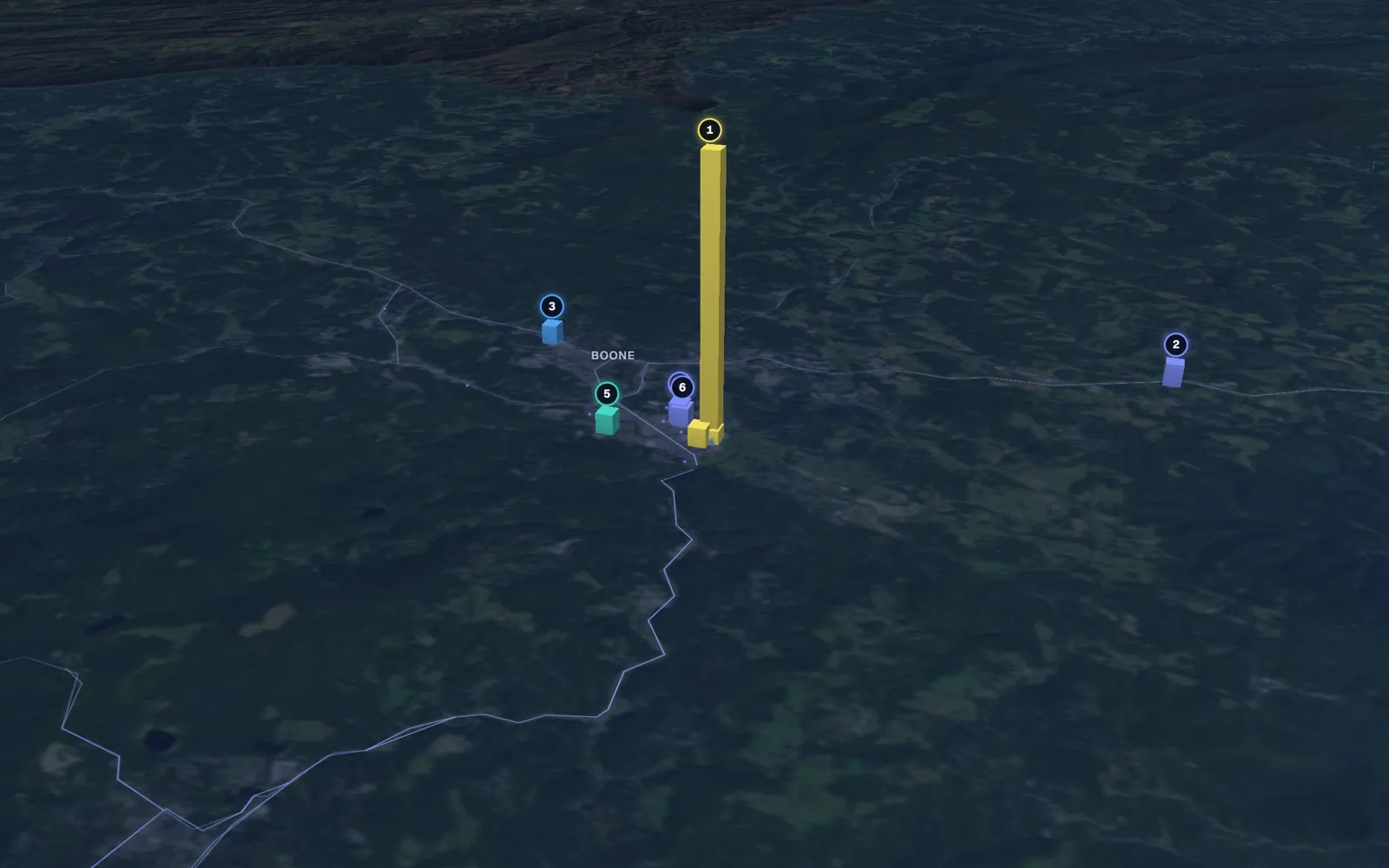 3D map of microneedling providers in Boone