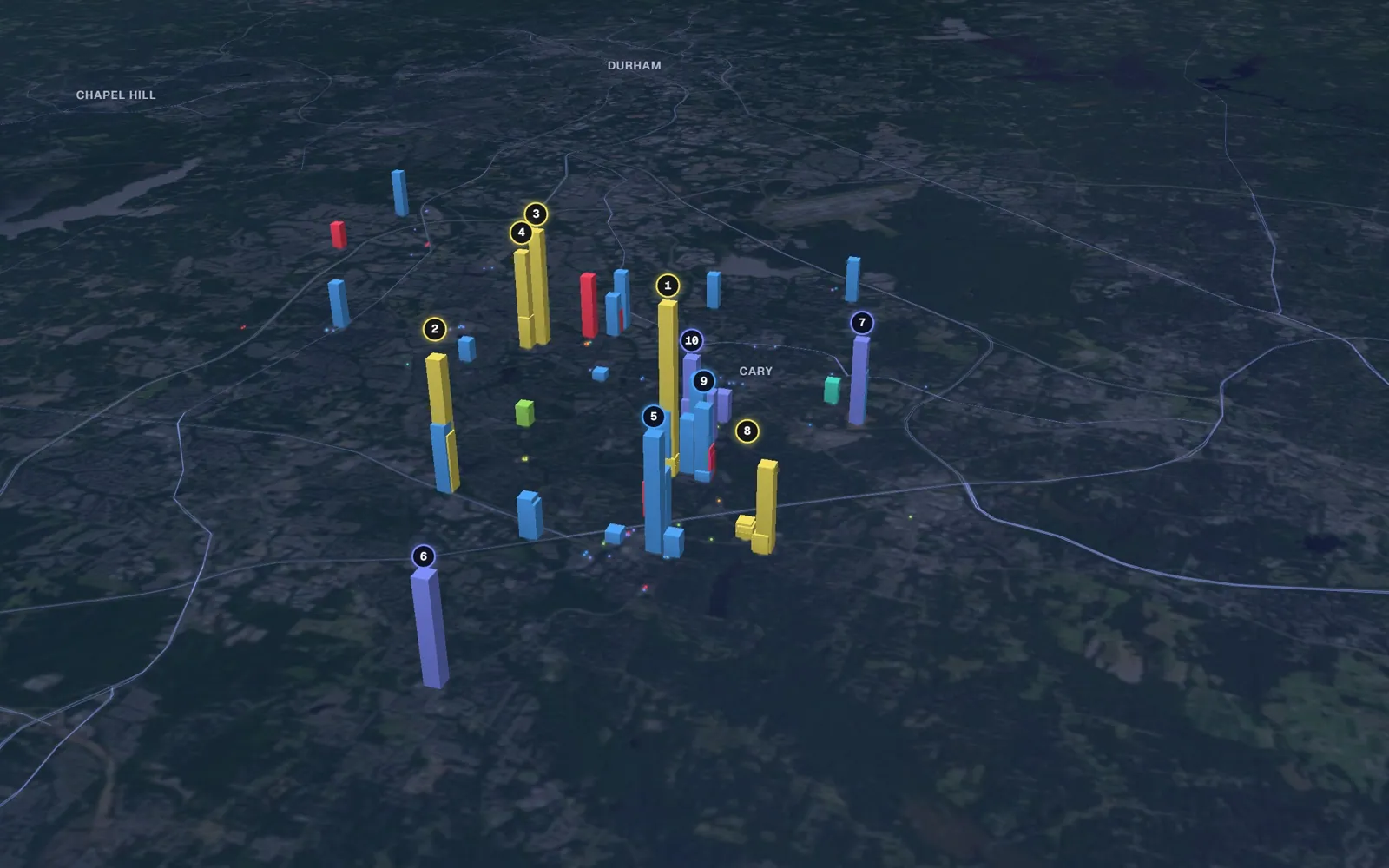 3D map of microneedling providers in Cary