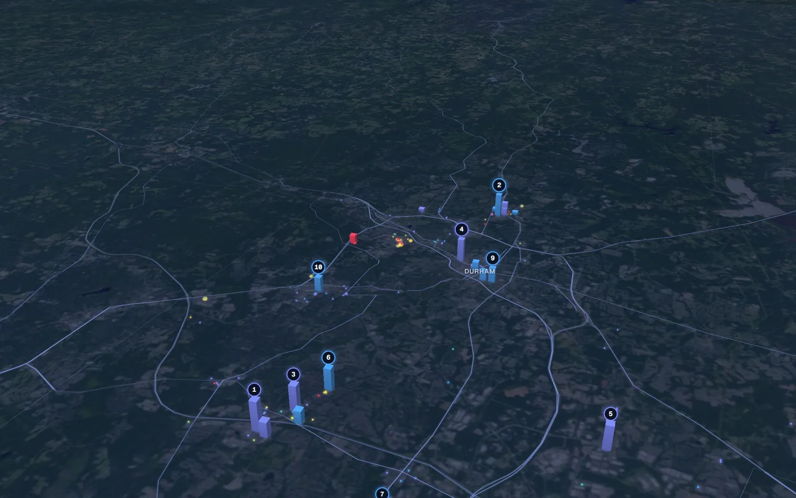 3D map of microneedling providers in Durham