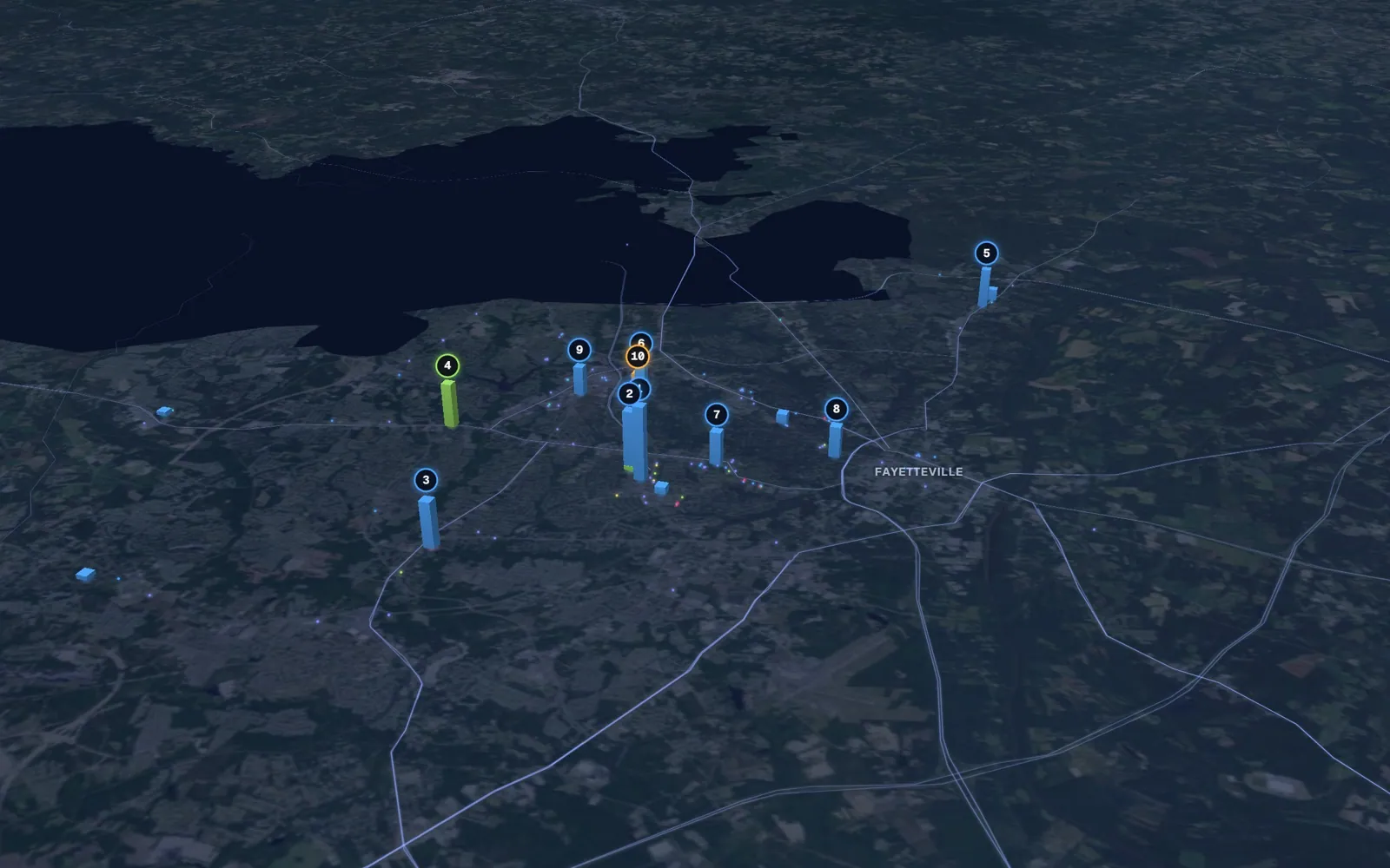 3D map of microneedling providers in Fayetteville