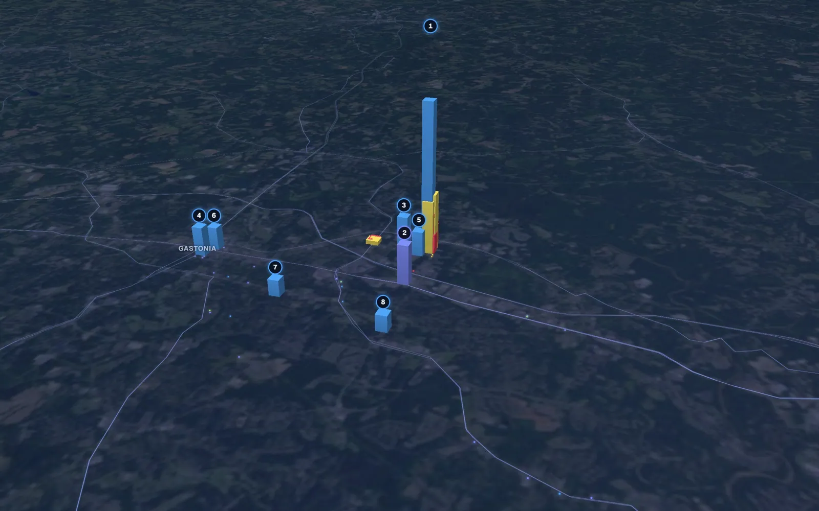 3D map of microneedling providers in Gastonia
