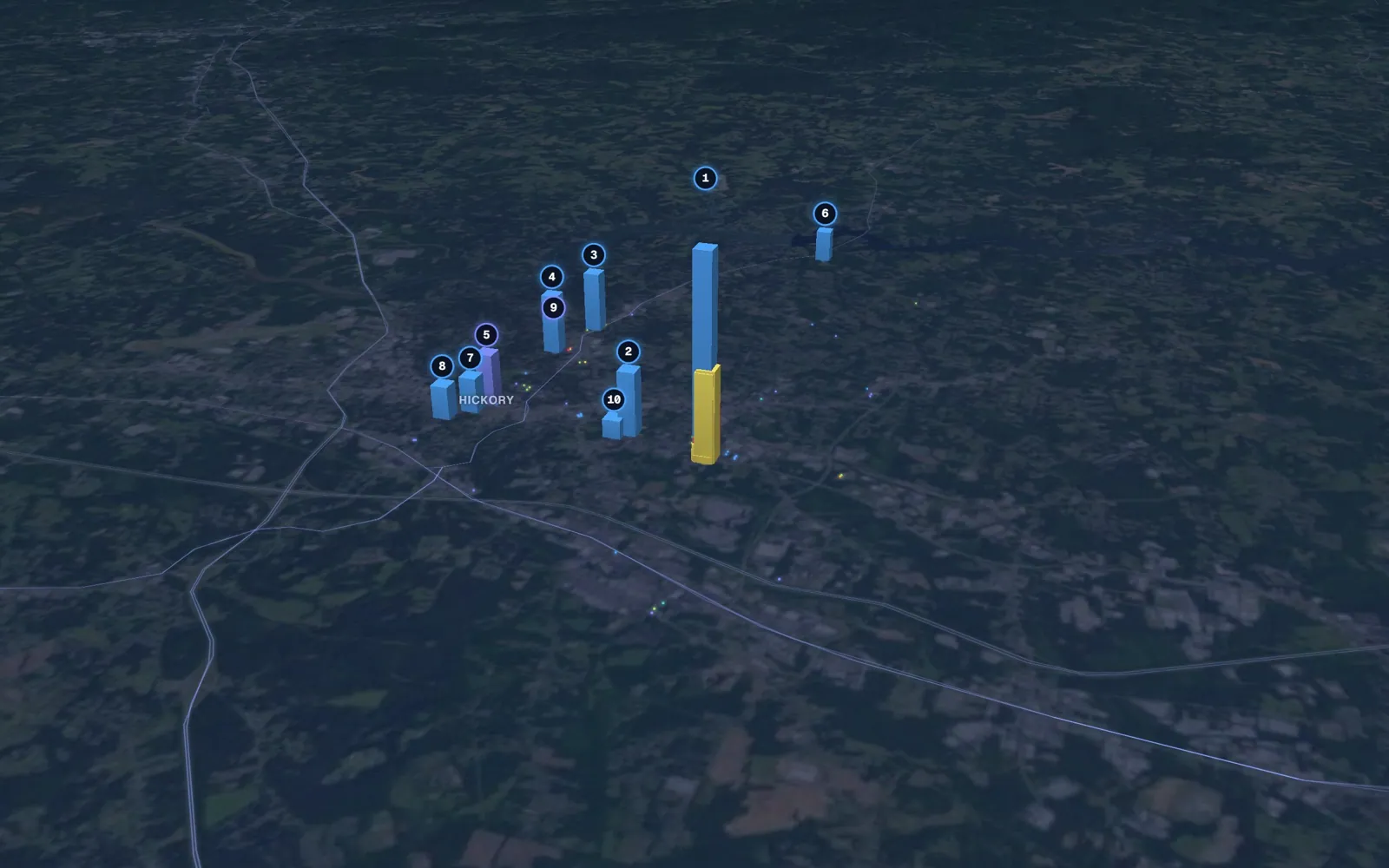 3D map of microneedling providers in Hickory