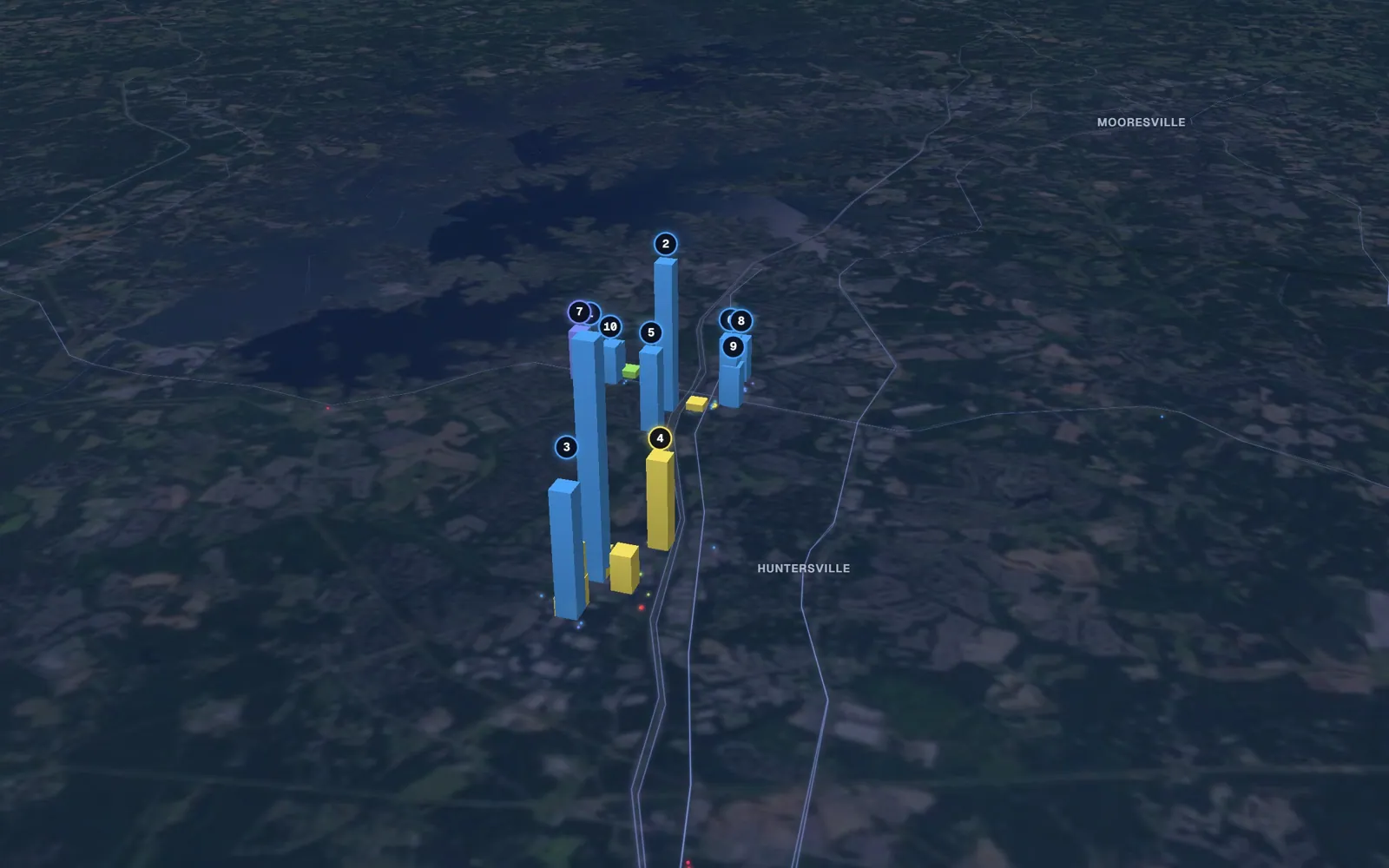 3D map of microneedling providers in Huntersville