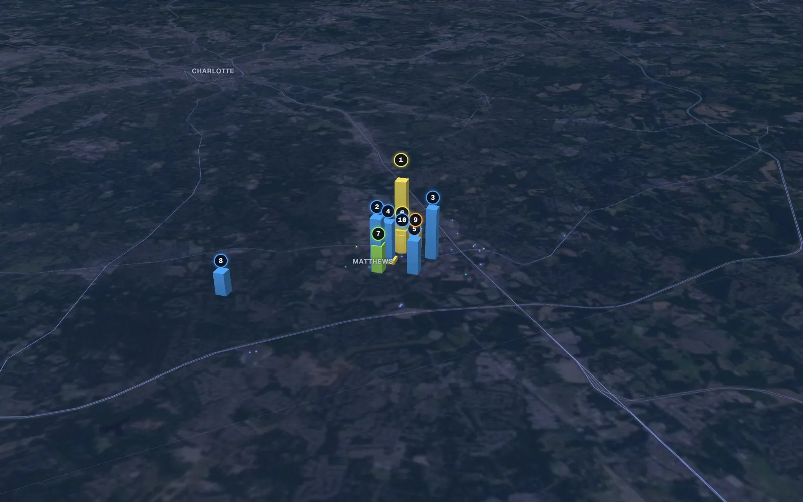 3D map of microneedling providers in Matthews