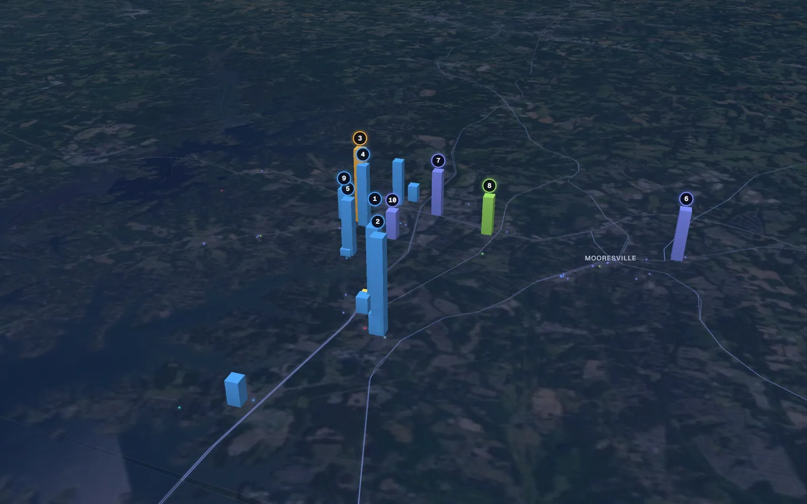 3D map of microneedling providers in Mooresville